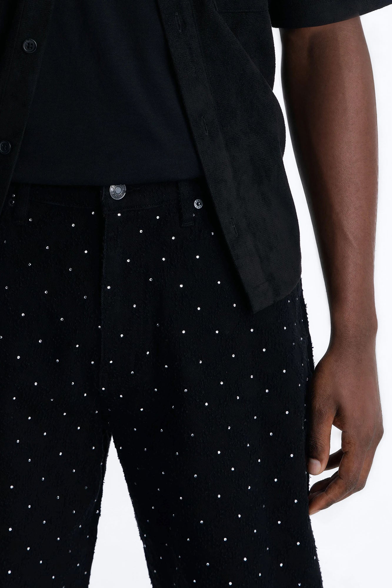 I Be Jeweled Relaxed Denim Short - Black