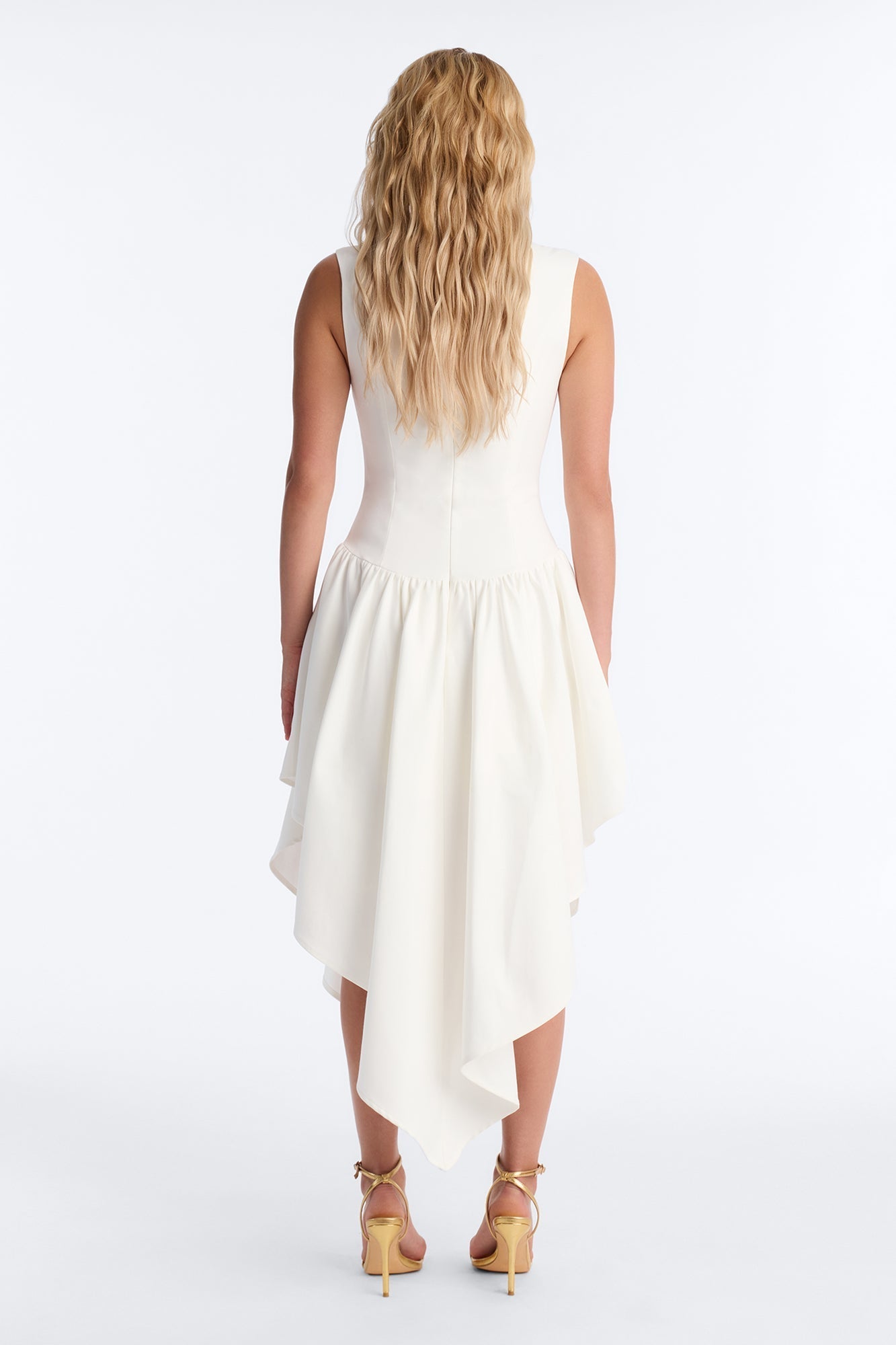 Claire Square Neck Midi Dress - White NEWFASHIONEDGE