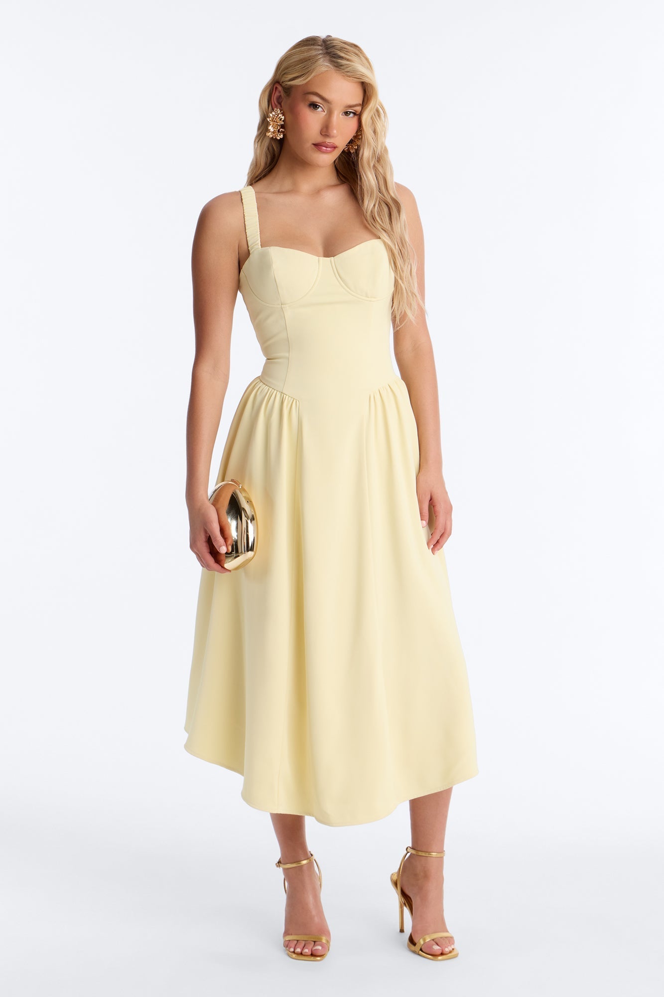 Sheri Crepe Midi Dress - Yellow NEWFASHIONEDGE