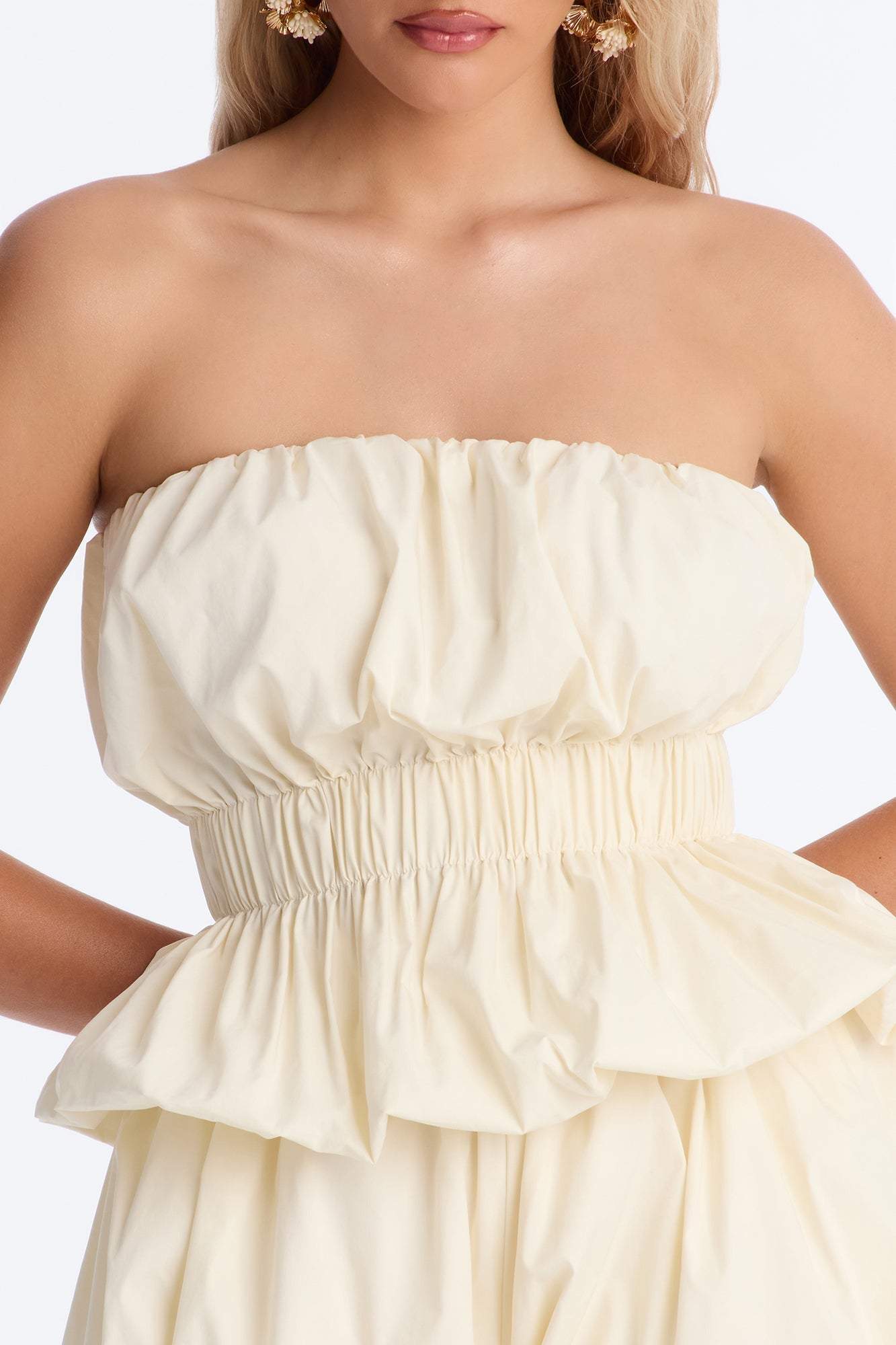 Paris Strapless Bubble Romper - Ivory