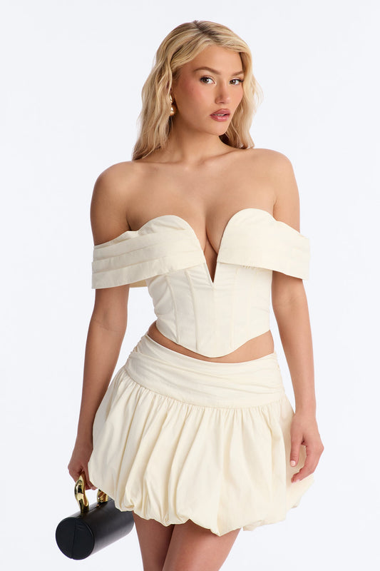 Lori Cutie Poplin Corset Top - Off White