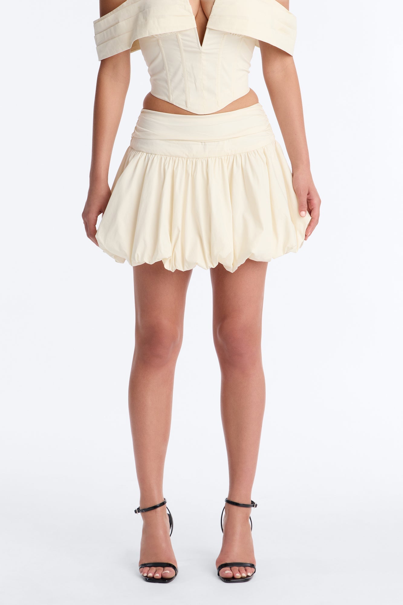 Lori Cutie Poplin Micro Mini Skirt - Off White NEWFASHIONEDGE