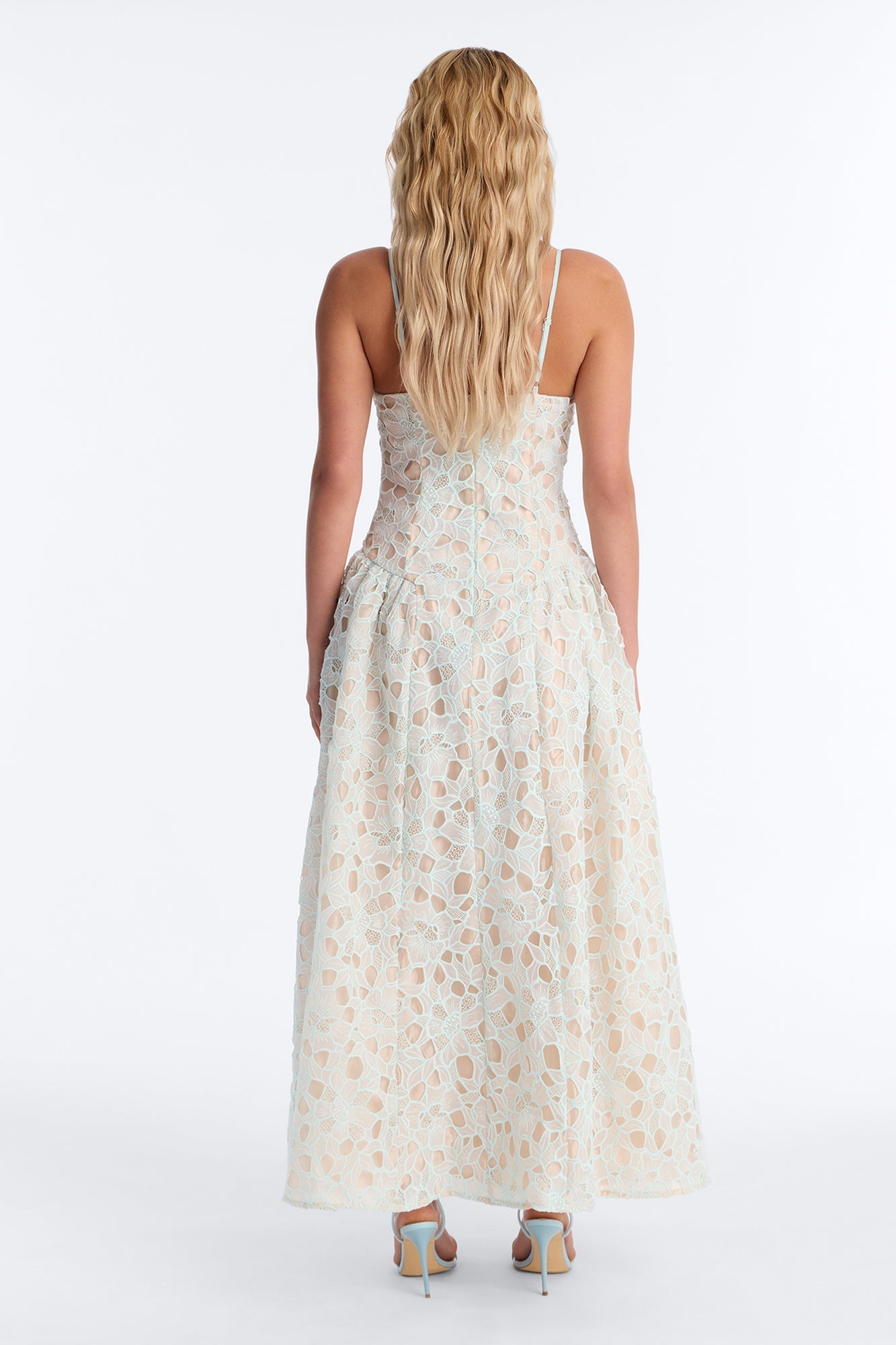 Lace Meadow Midi Dress - Light Blue NEWFASHIONEDGE