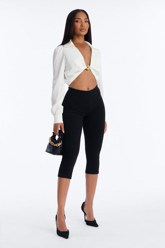 Ultra Ribbed Low Rise Capri Legging - Black NEWFASHIONEDGE
