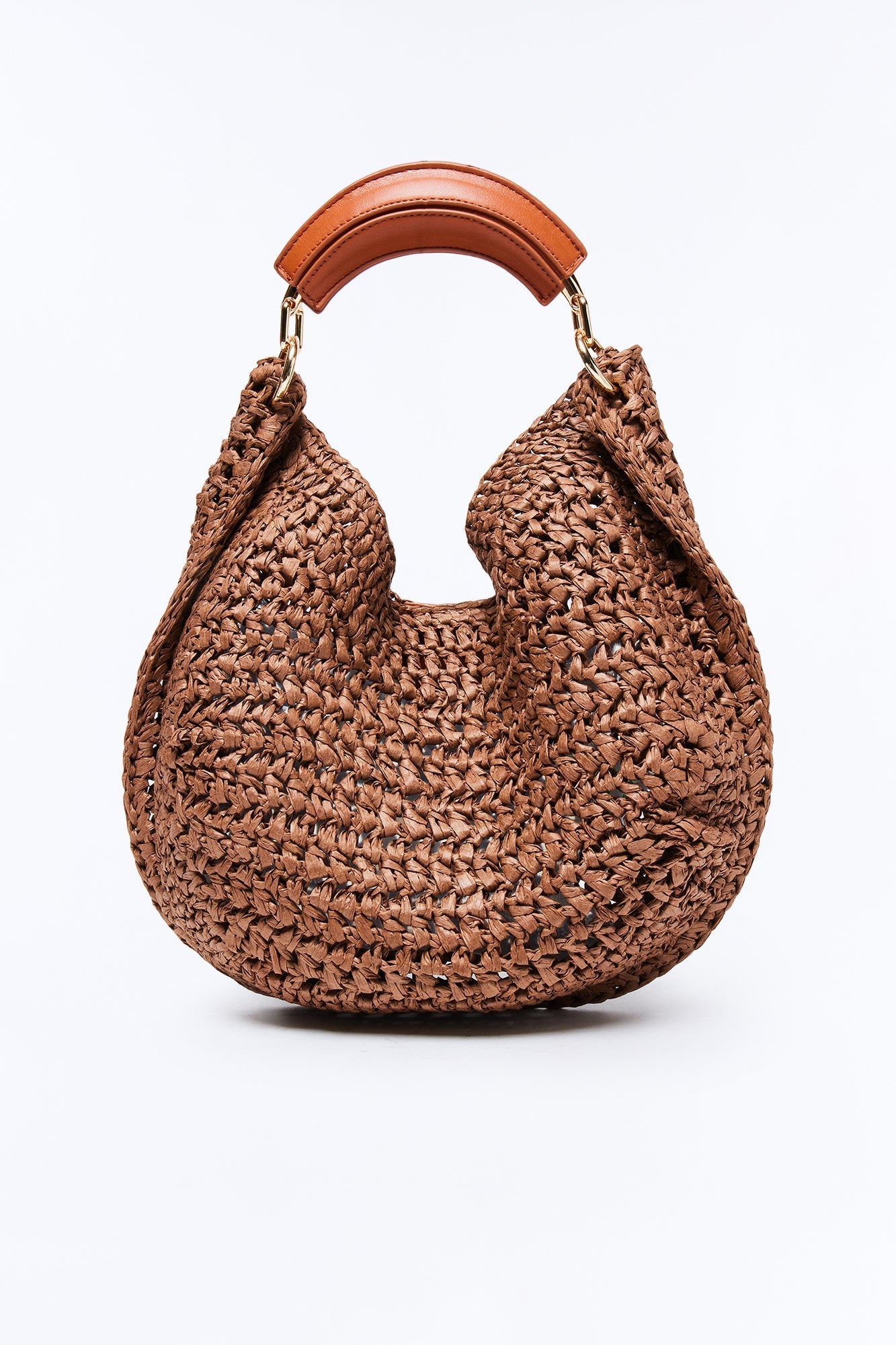Officially Summer Straw Shoulder Handbag - Brown