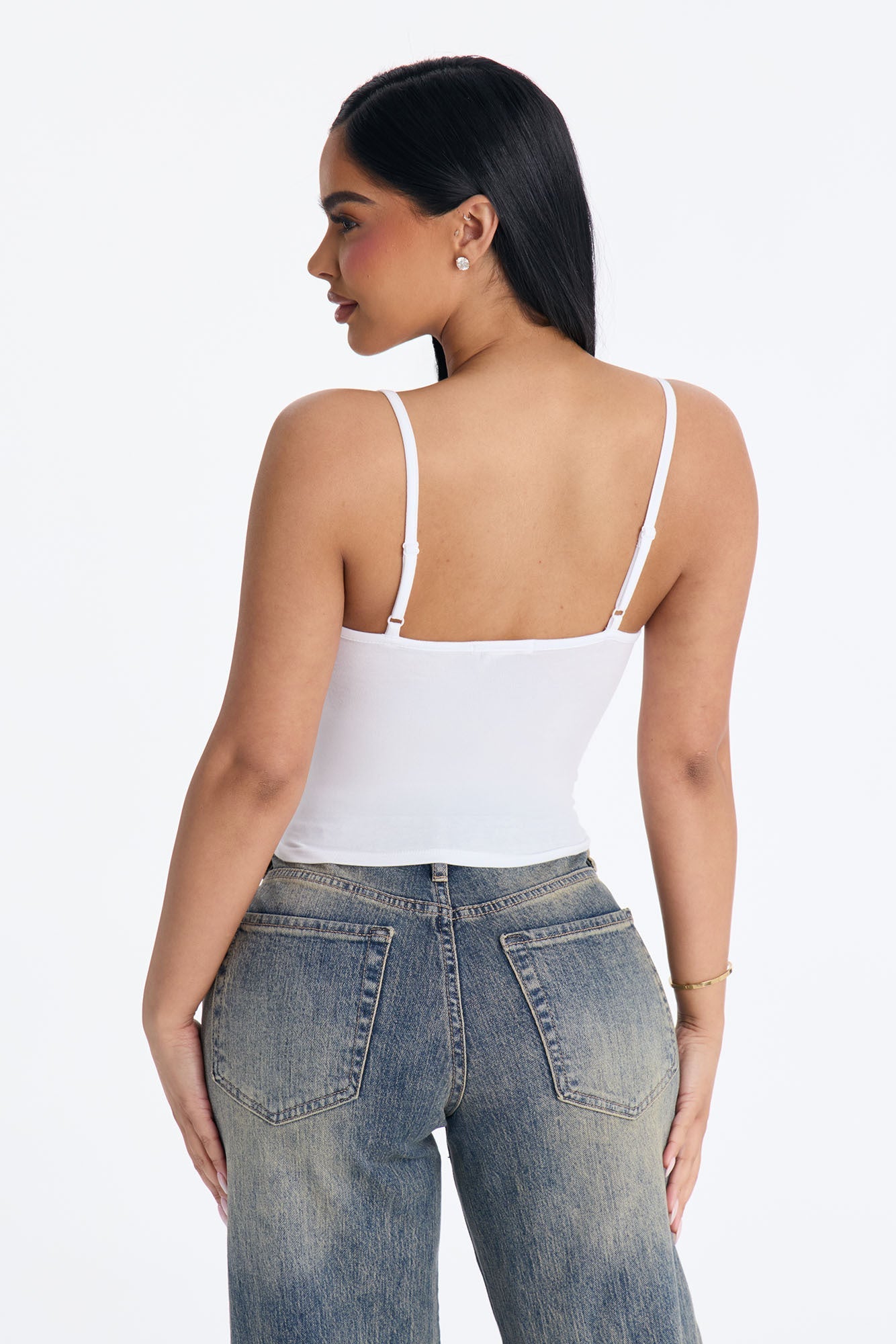 Flora Basic V Neck Cami Top - White Fashion Nova