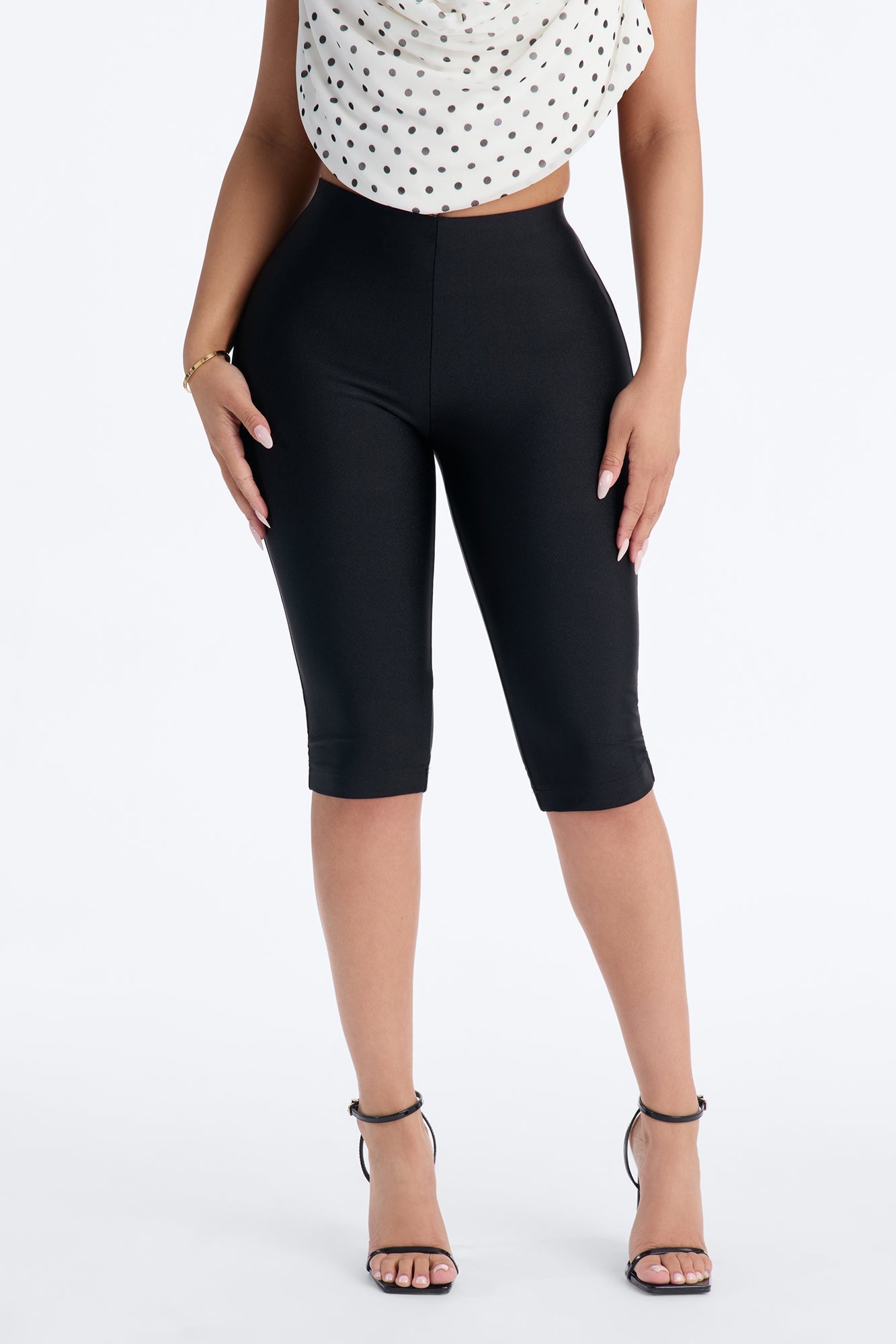 Tricot Low Rise Clean Waistband Pedal Pusher - Black NEWFASHIONEDGE