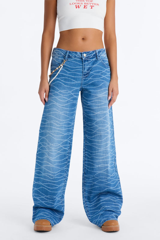 Wish Upon A Pearl Charm Straight Leg Jeans - Medium Wash