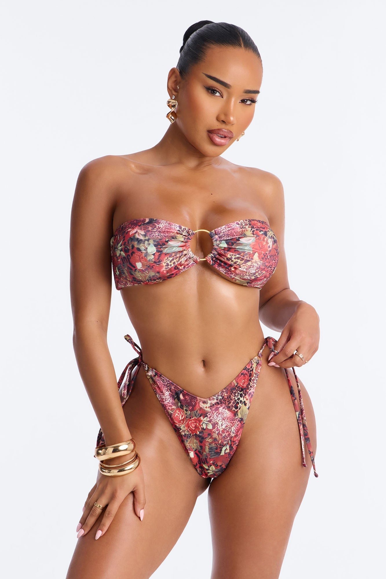 Pull Me Closer 2 Piece Bikini - Brown/combo NEWFASHIONEDGE