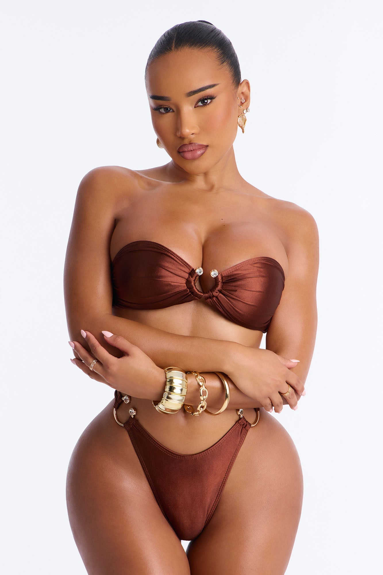 Beach Waves Ringing Swim Sunsuit - Bronze NEWFASHIONEDGE