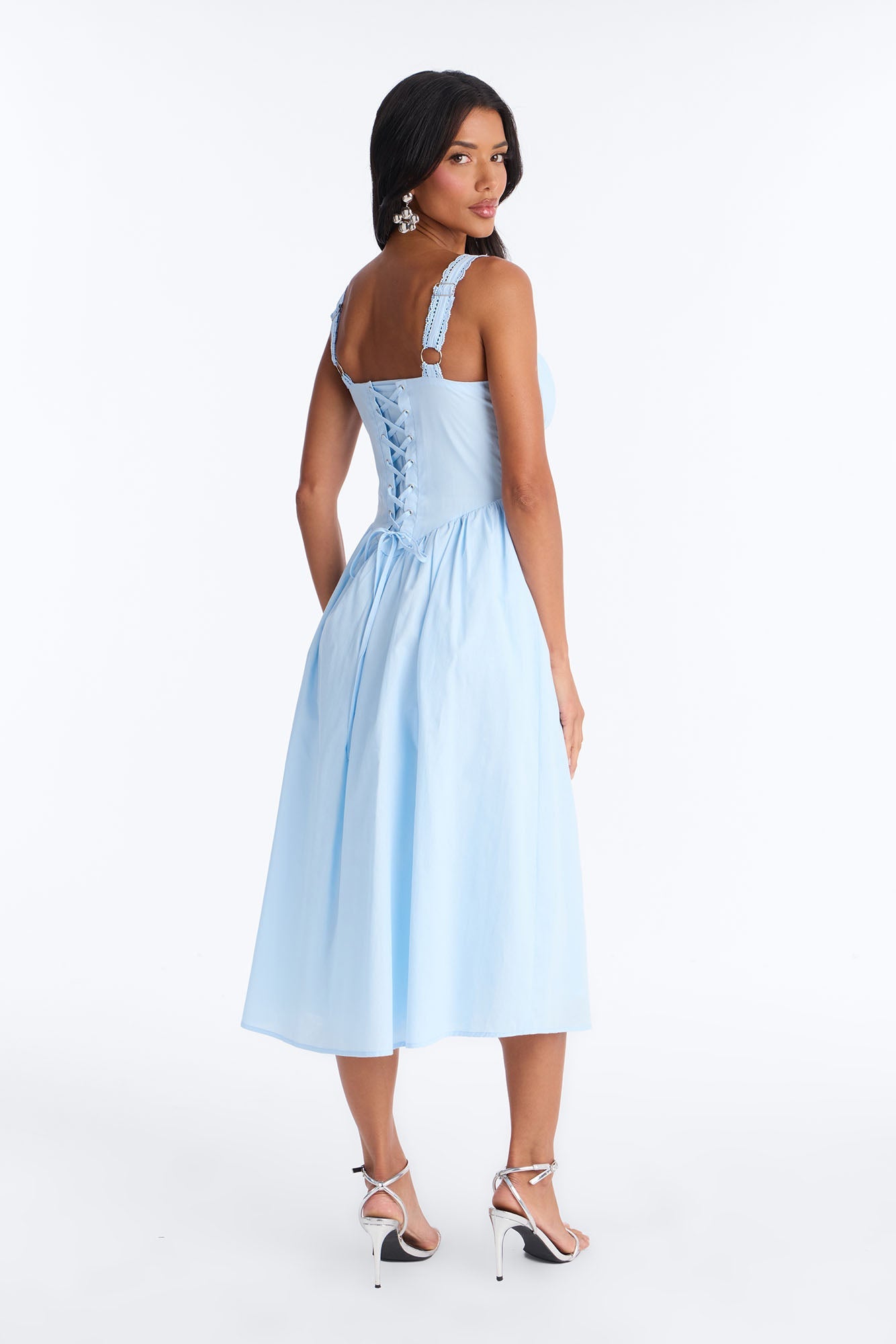 Scarlett Pleated Poplin Midi Dress - Blue Fashion Nova