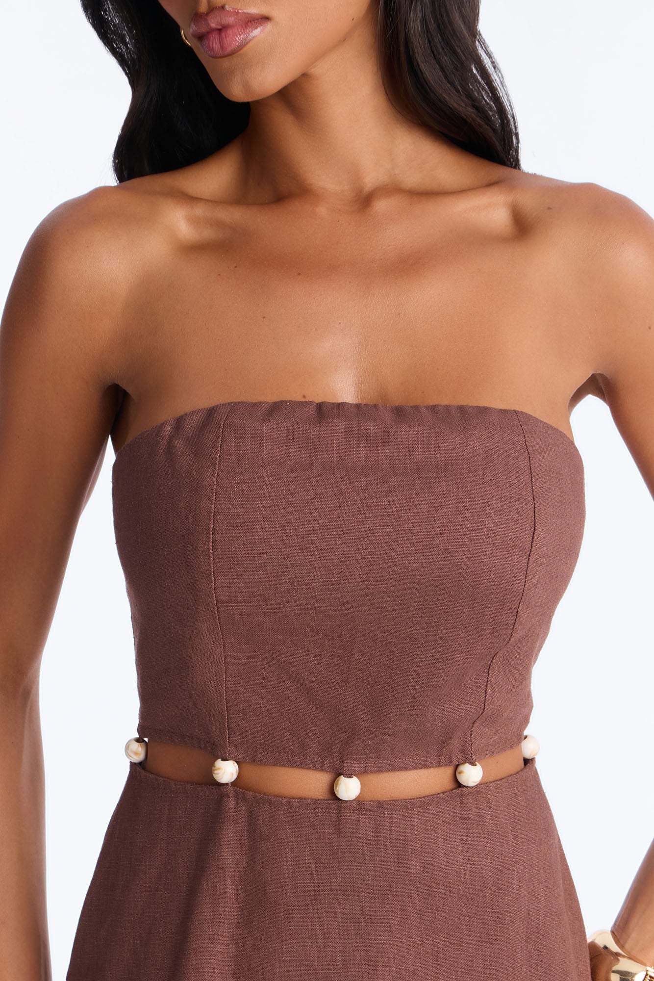 Coastal Queen Strapless Mini Dress - Brown Fashion Nova