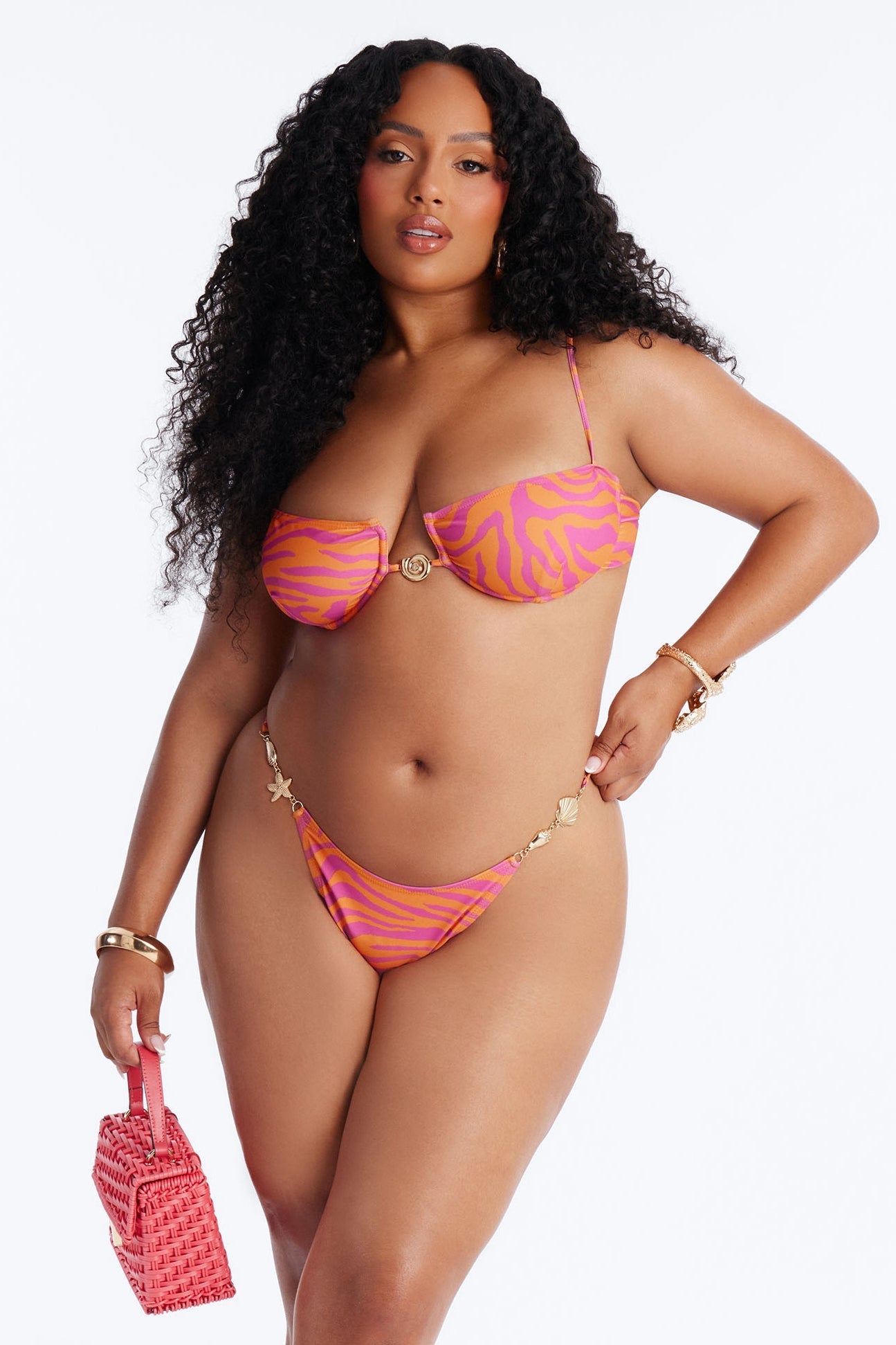 Nothing Just A Stripe Hardware 2 Piece Bikini - Pink/combo NEWFASHIONEDGE