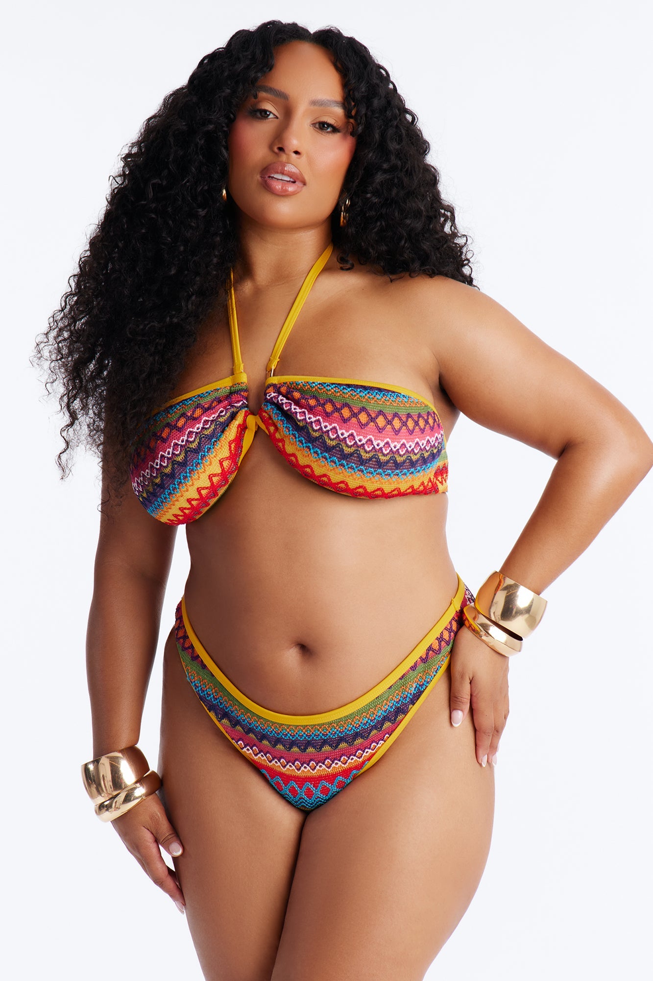 Riley Textured 2 Piece Bandeau Bikini Set - Multi Color