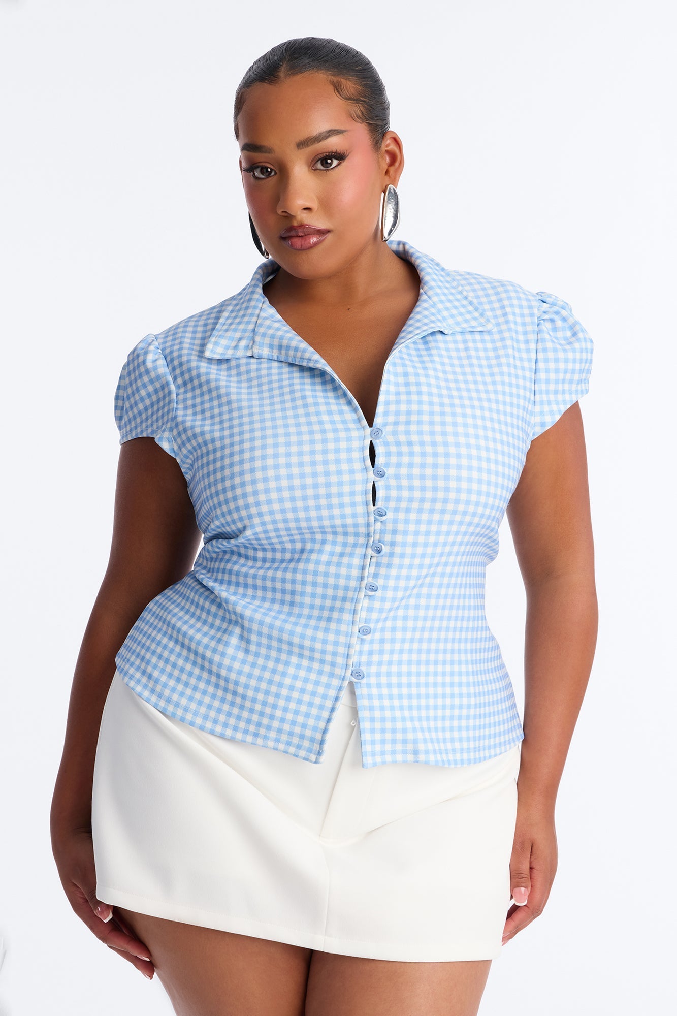 Retro Charm Plaid Shirt - Blue/combo NEWFASHIONEDGE