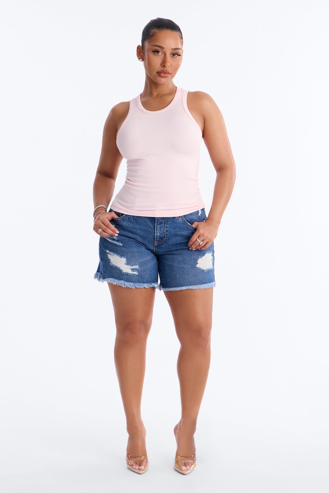 Bella Seamless Basic Tank Top - Pink NEWFASHIONEDGE