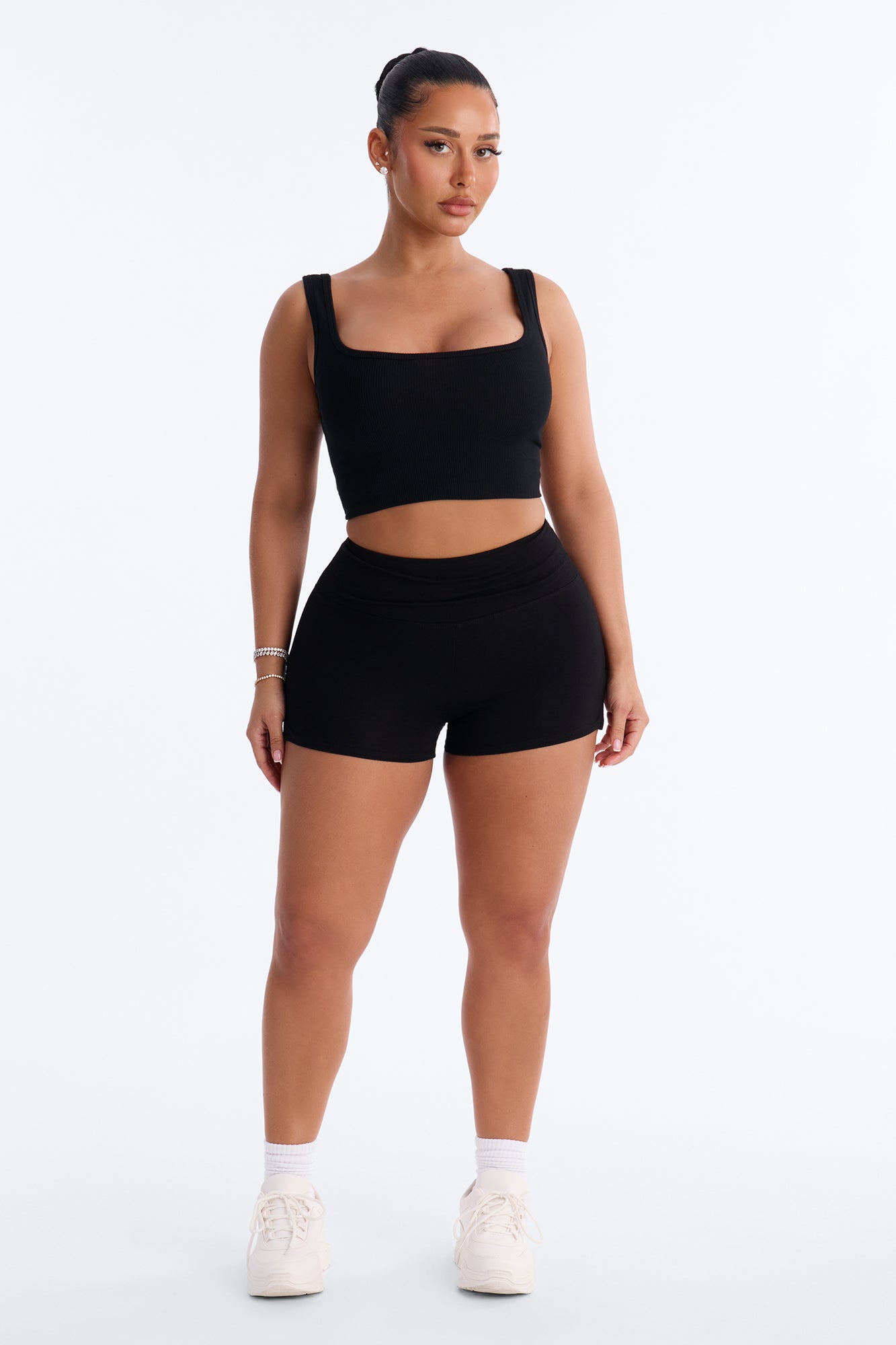 Kieran Split Side Seam Biker Short - Black NEWFASHIONEDGE