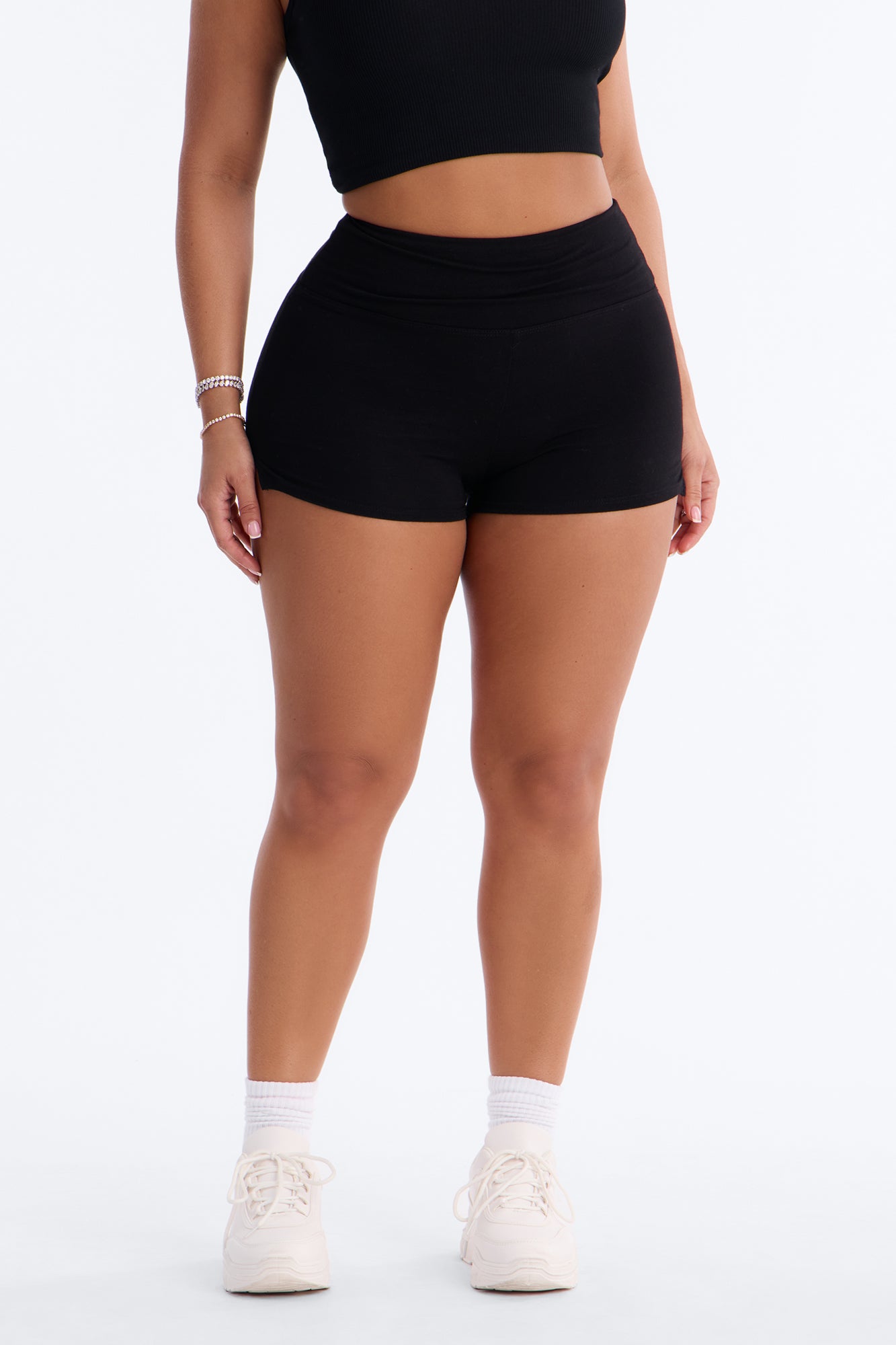 Kieran Split Side Seam Biker Short - Black NEWFASHIONEDGE