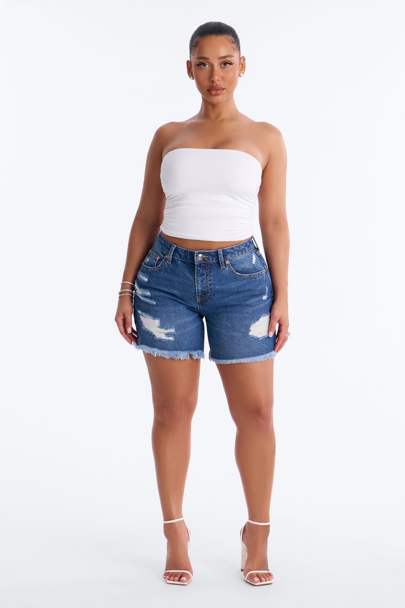 Taylor Ruched Strapless Tube Top - White Fashion Nova
