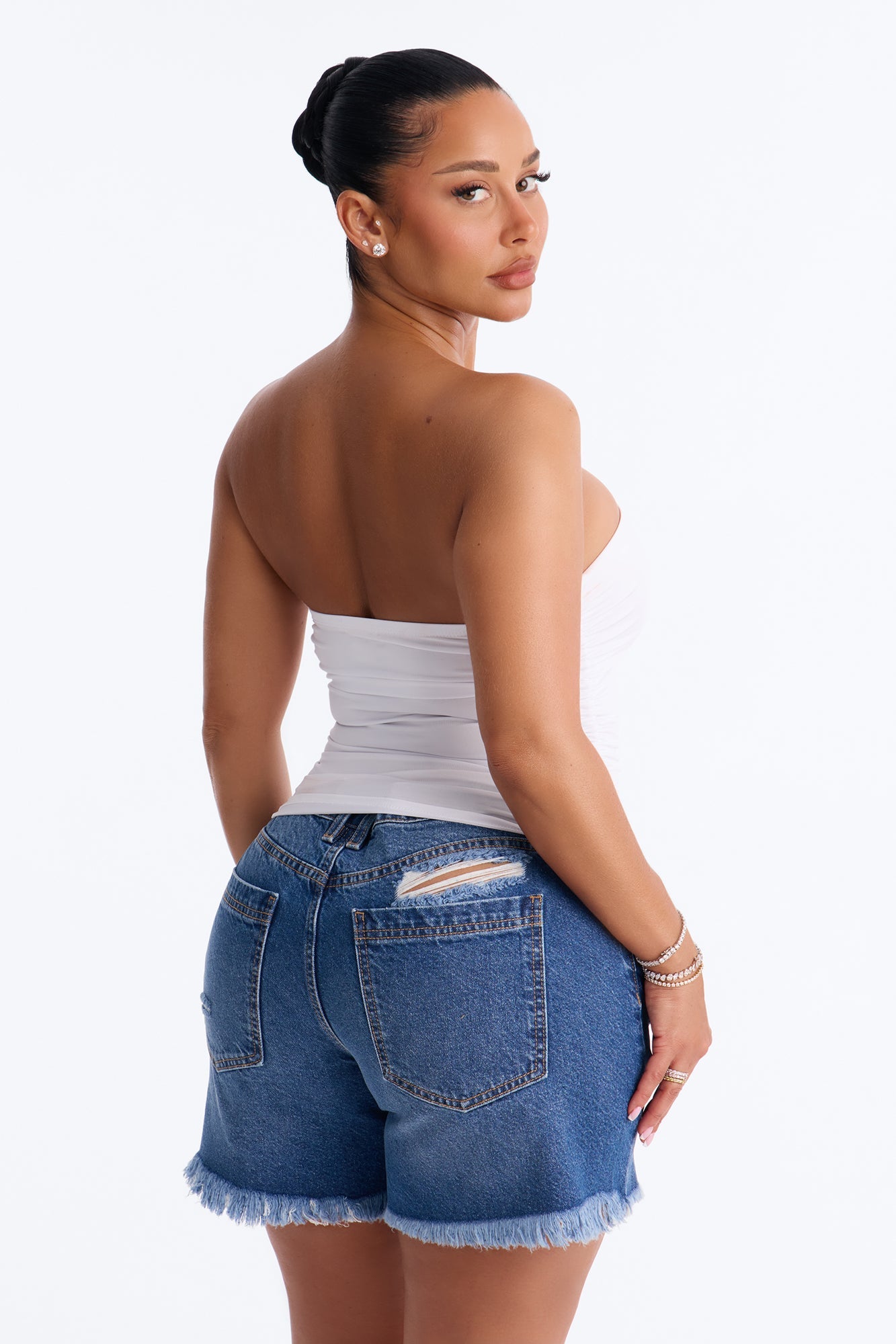 Taylor Ruched Strapless Tube Top - White Fashion Nova