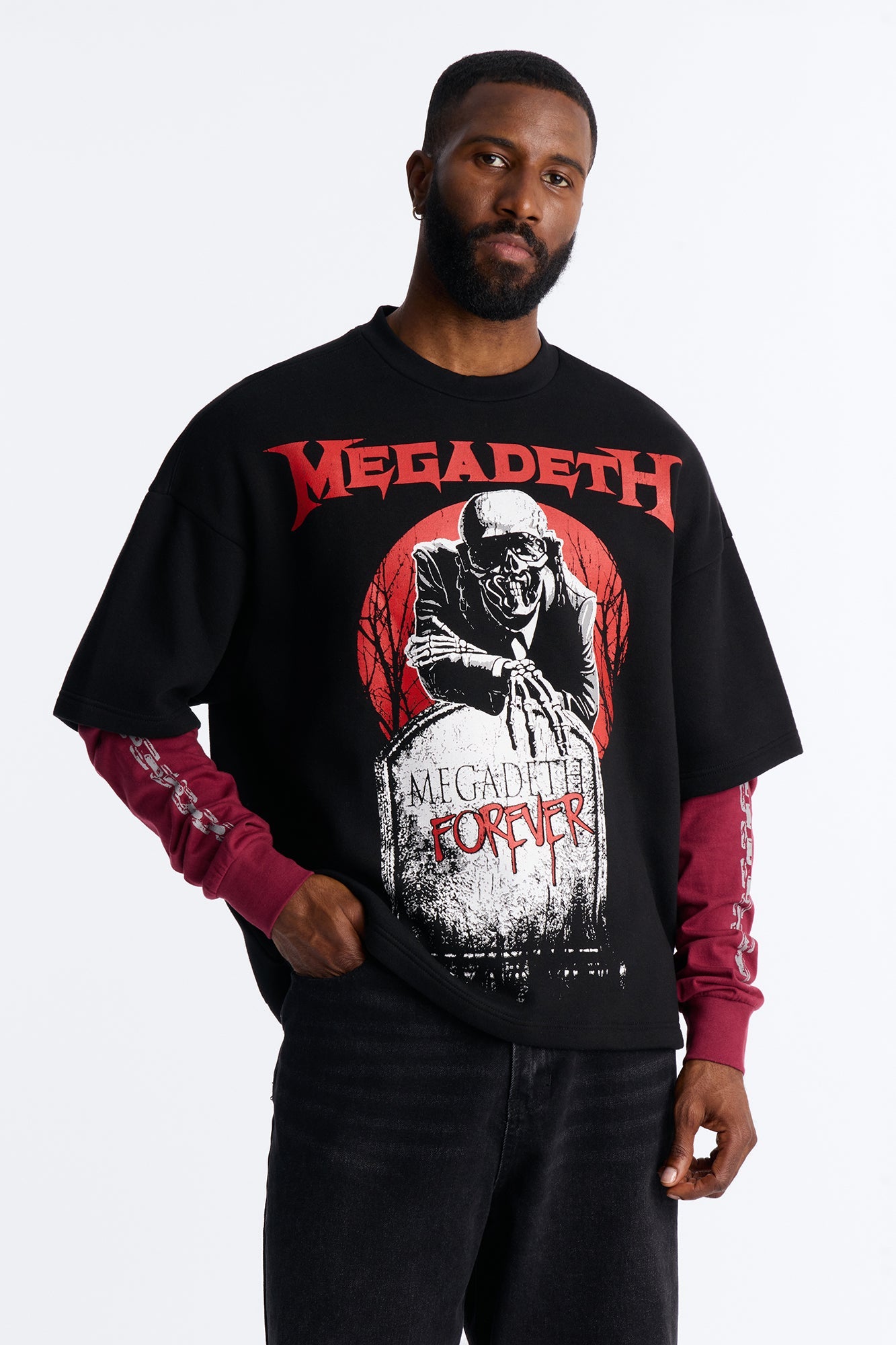 Megadeth Forever Oversized Fleece Twofer - Black Wash