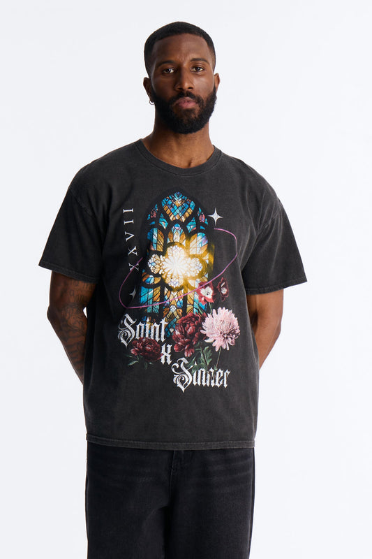 Saint Boquete Vintage Oversized Short Sleeve Tee - Black Wash
