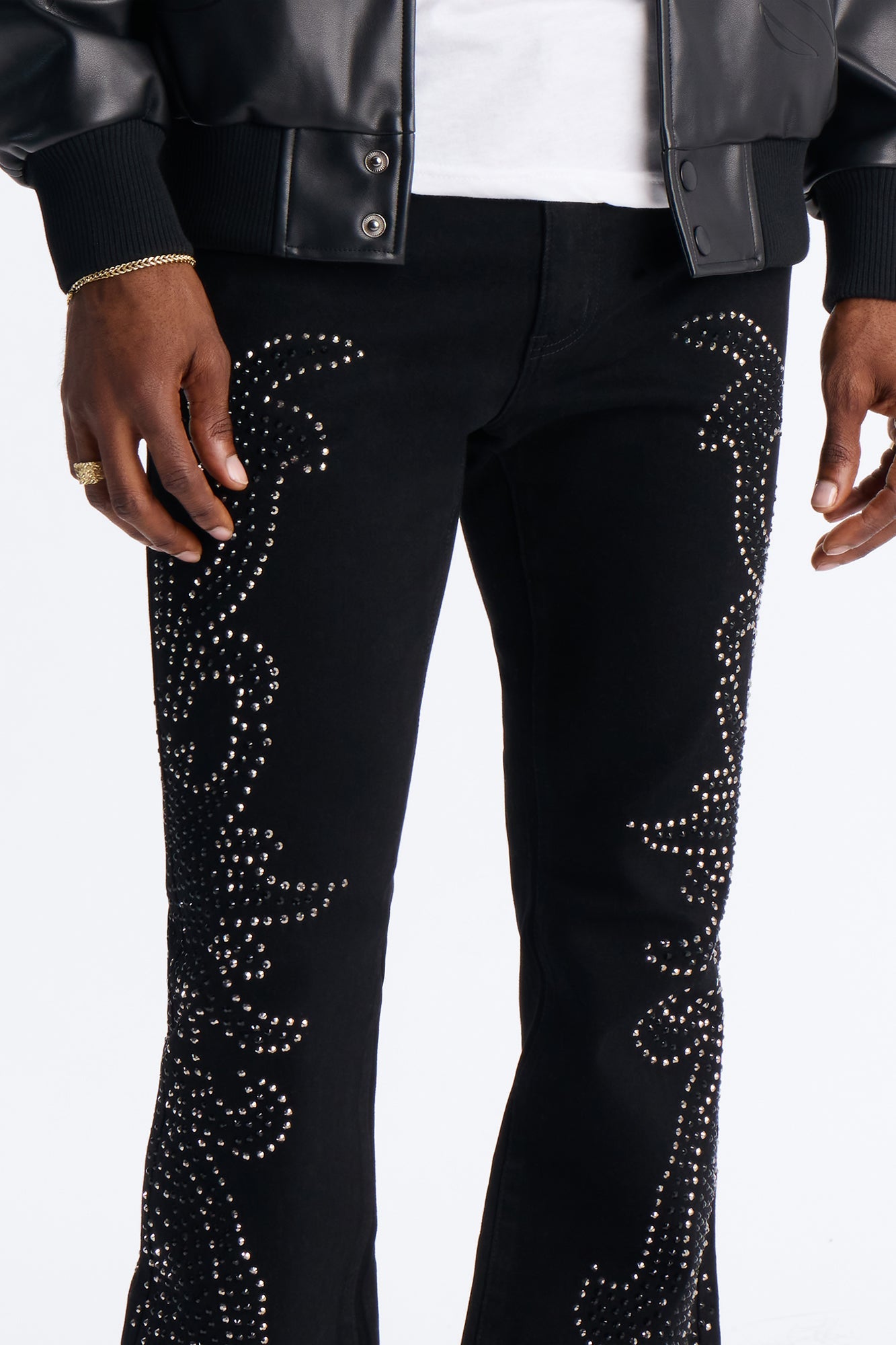 Stacked Skinny Flare Electric Storm Jean - Black