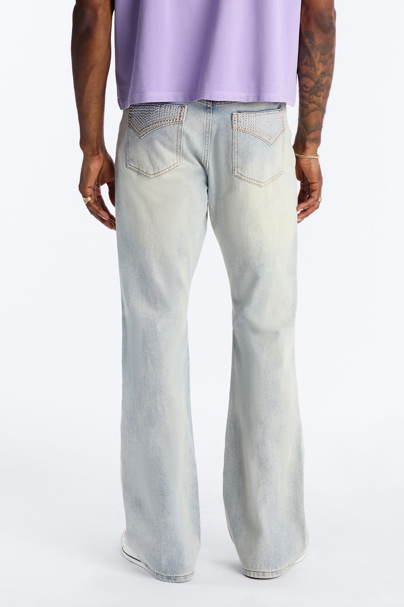 Stacked Slim Flare Stud Havoc Jean - Light Wash