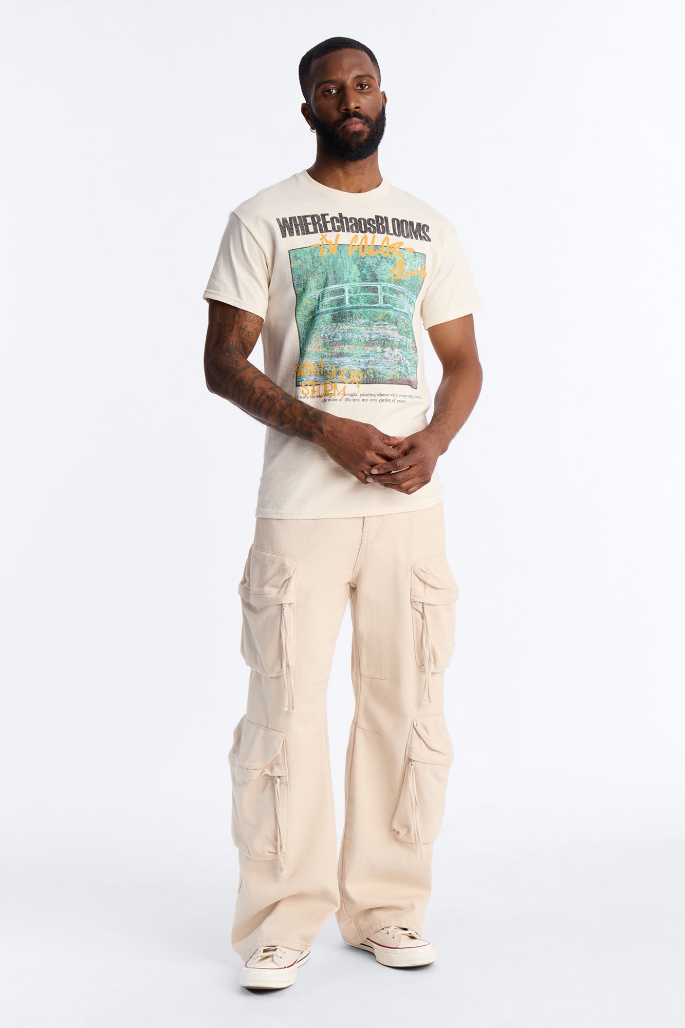 Monet Where Chaos Blooms Short Sleeve Tee - Natural