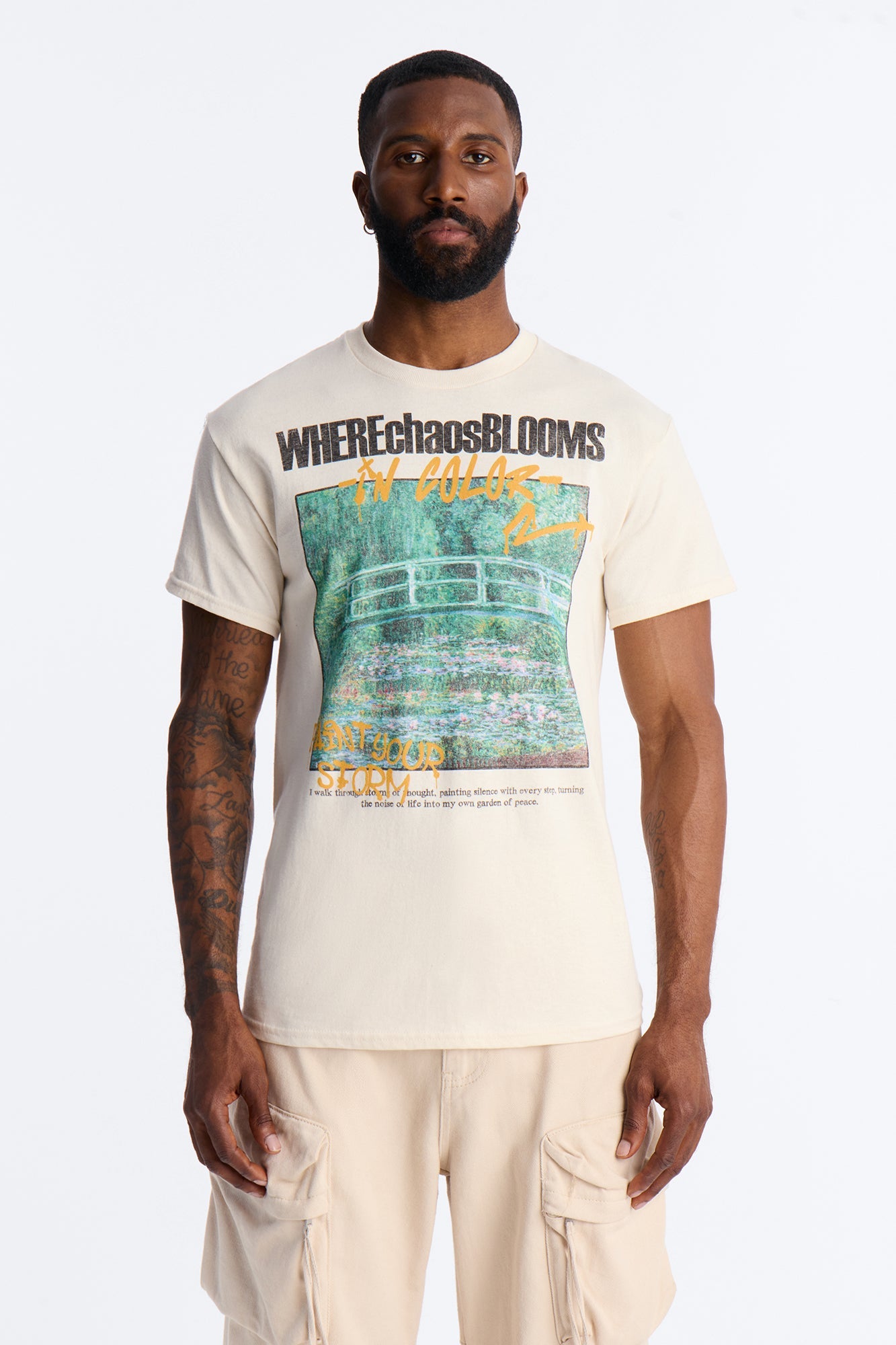 Monet Where Chaos Blooms Short Sleeve Tee - Natural