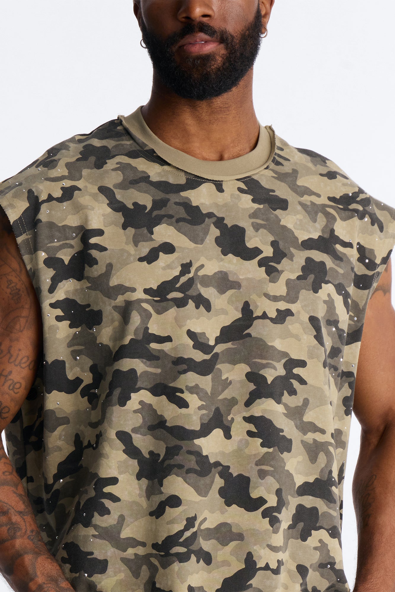 Boxy Cropped Street Soldier Camo Muscle Tee - Camouflage