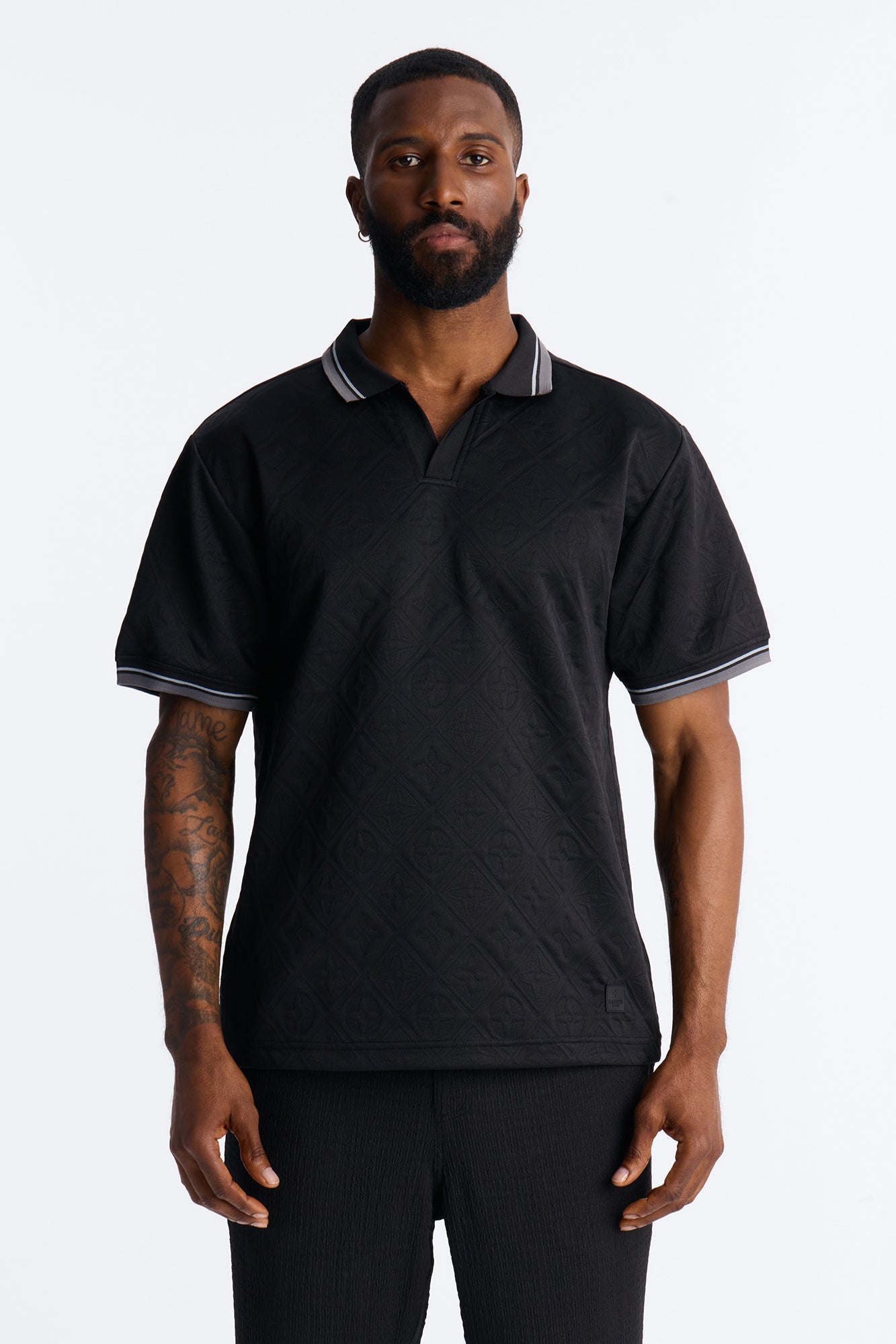 Saints Diamond Star Johnny Collar Polo - Black