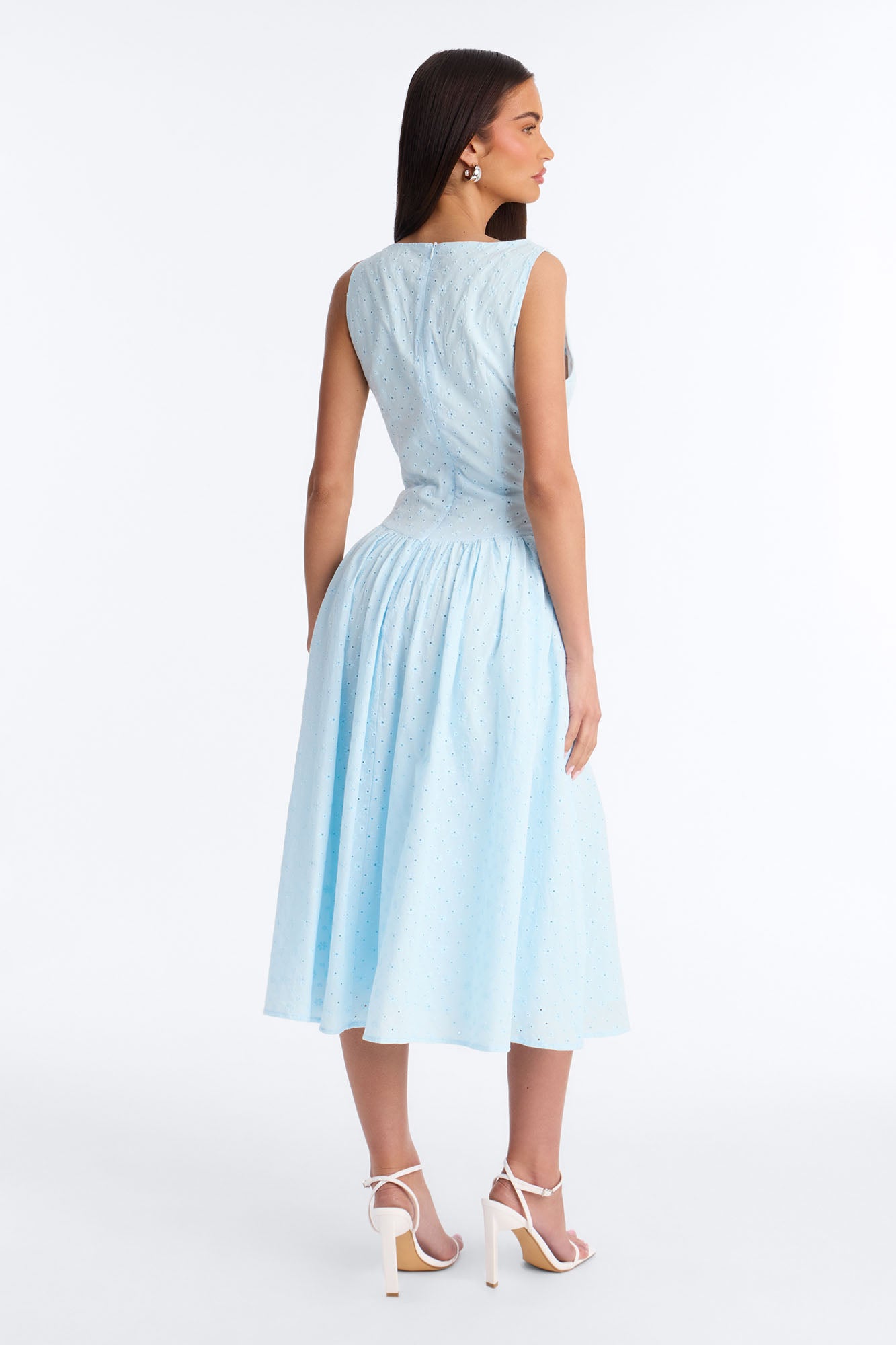 Buttercup Eyelet Midi Dress - Light Blue NEWFASHIONEDGE