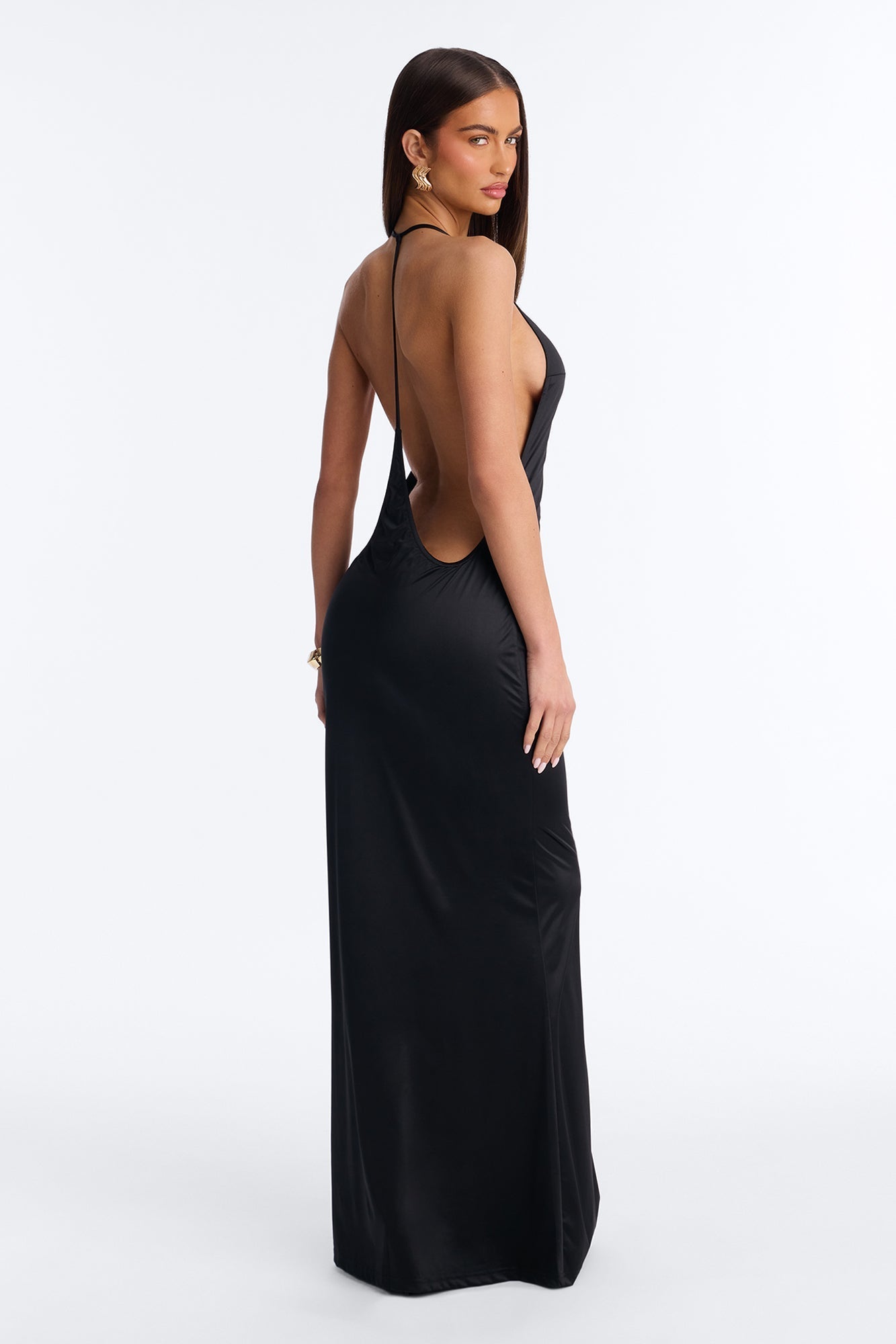 Statement Maker Drop Back Maxi Dress - Black NEWFASHIONEDGE