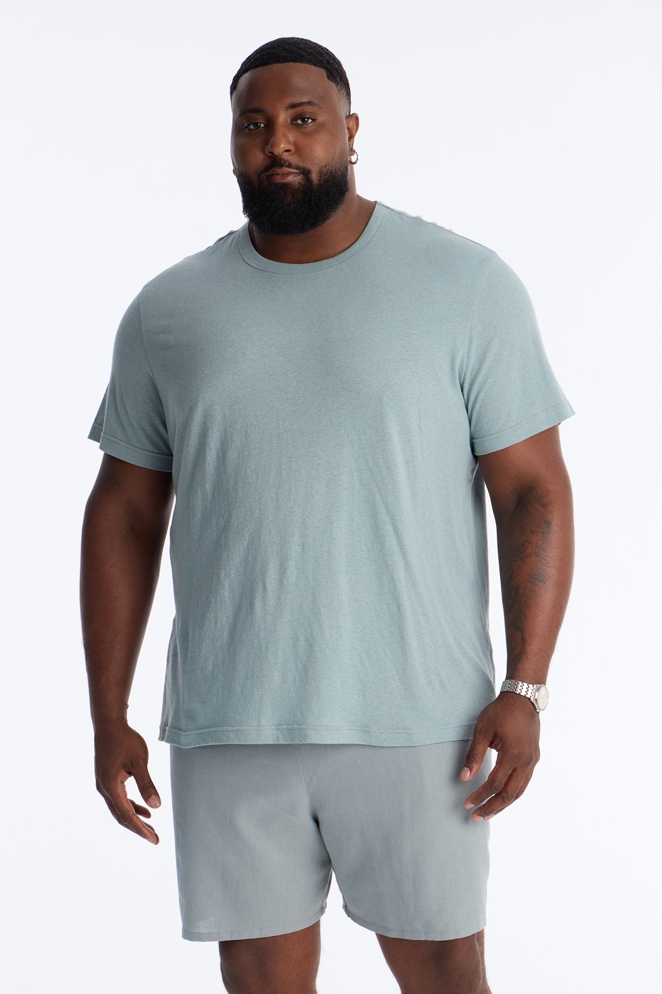 Bahamas Linen Crew Tee - Slate Blue