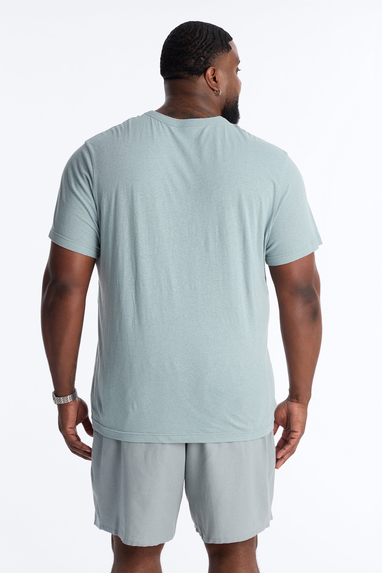 Bahamas Linen Crew Tee - Slate Blue