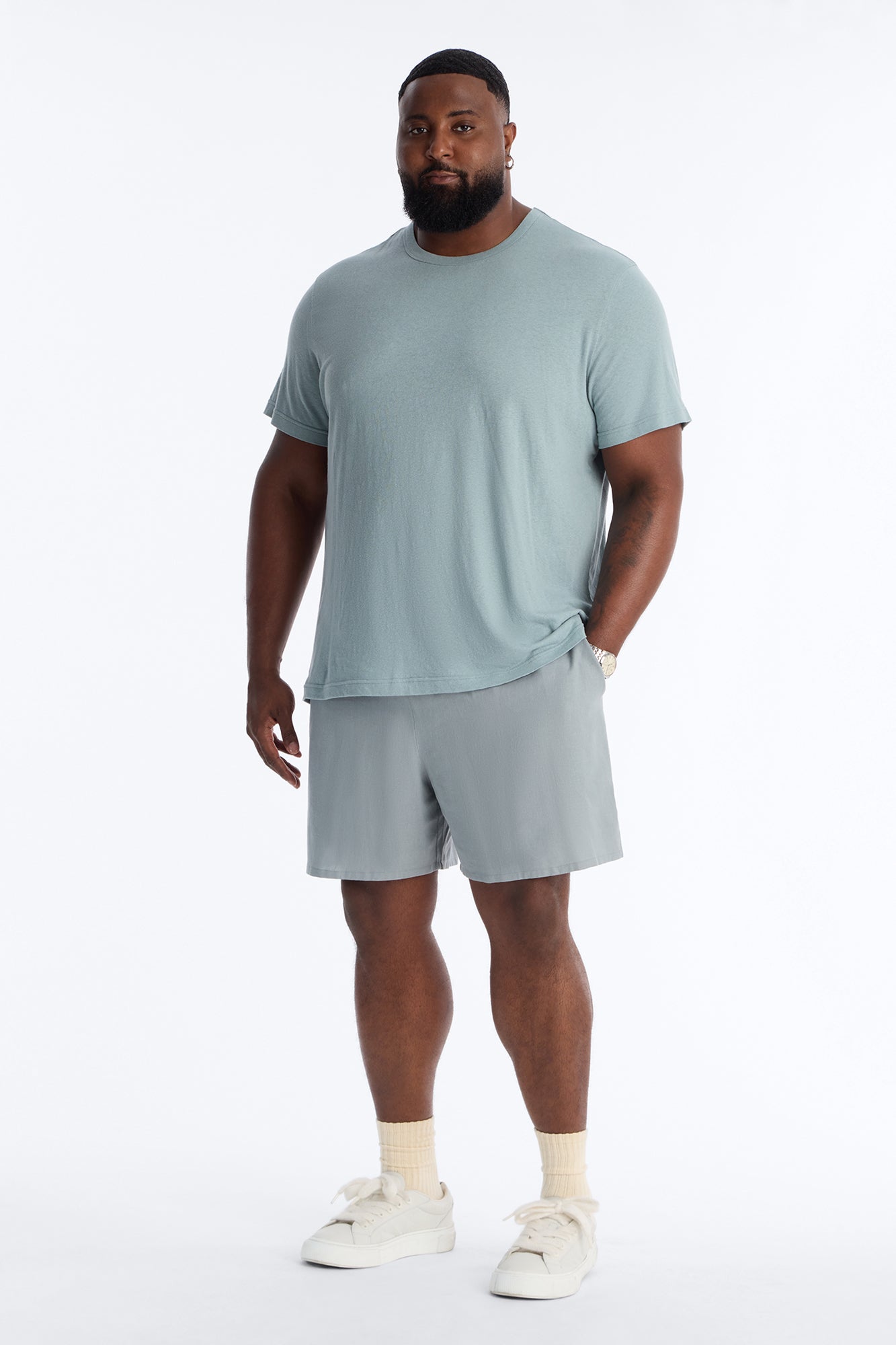 Bahamas Linen Slim Short - Slate Blue