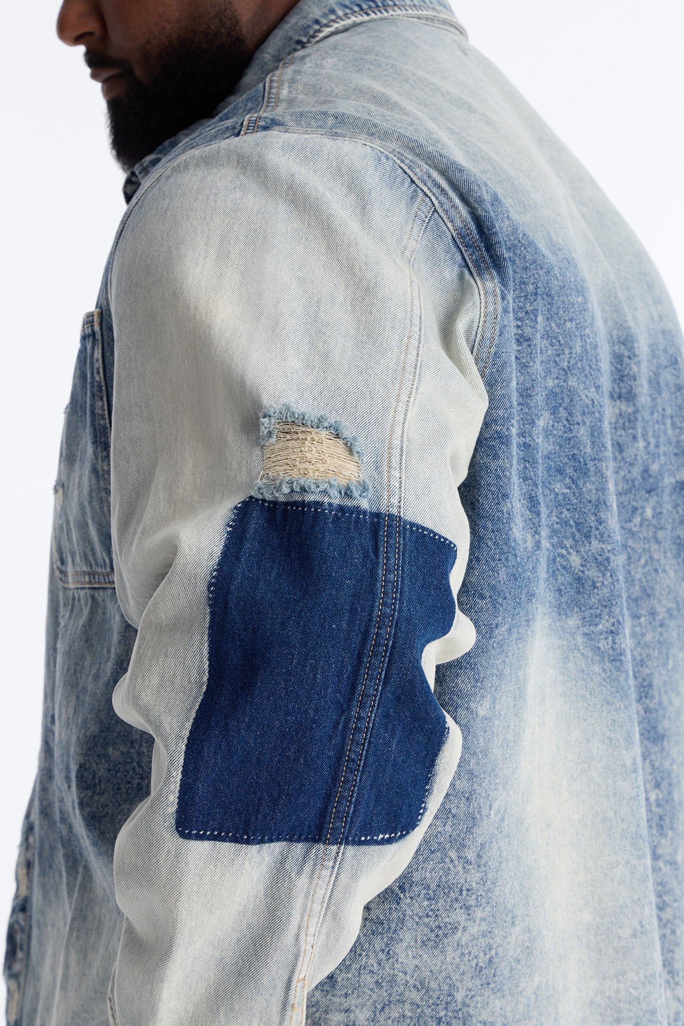 Cropped Hyperion Button Up Shirt - Bleach Blue Wash