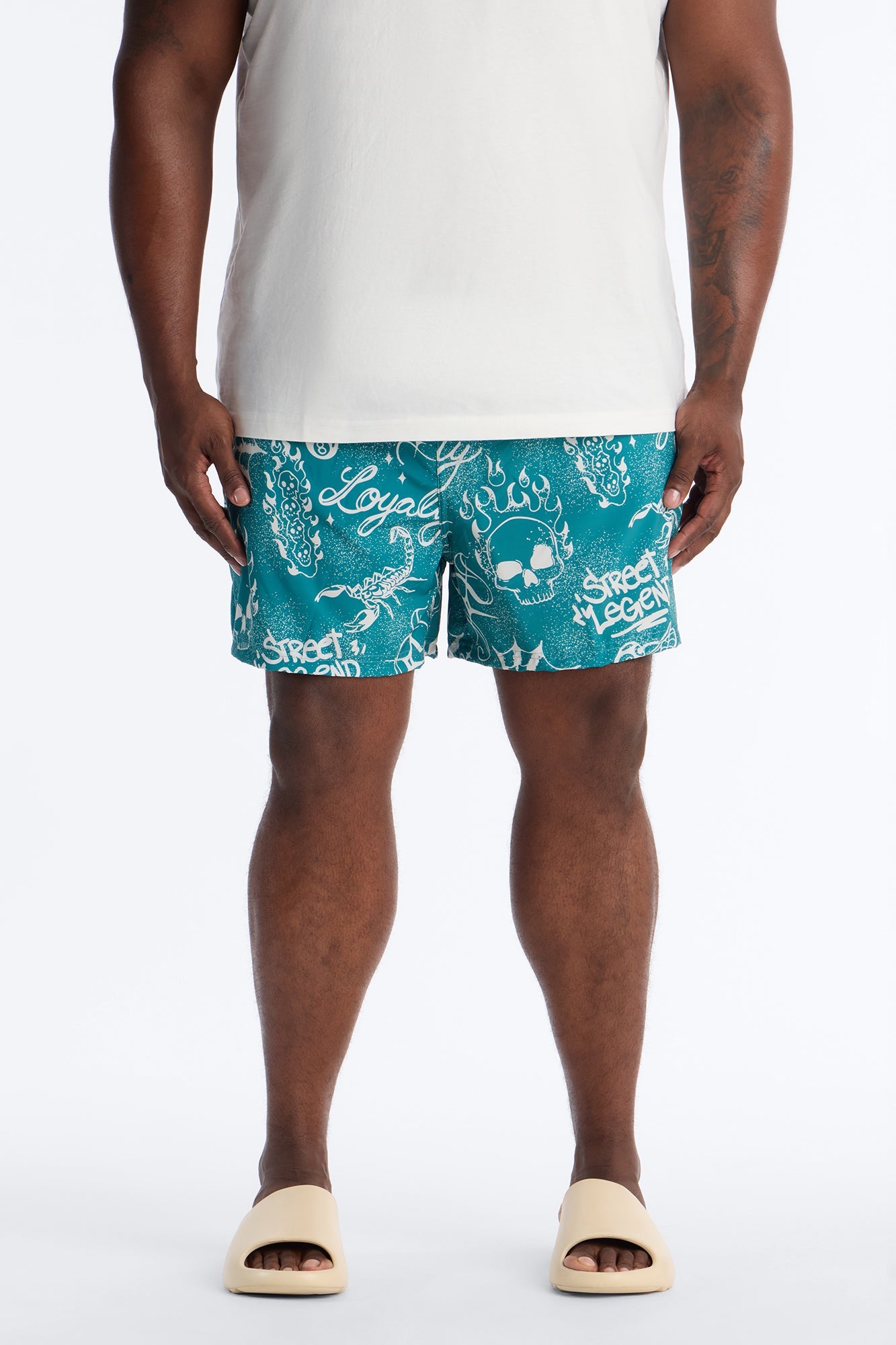 Street Legend All Over Printed Swim Trunk 4″ - Teal