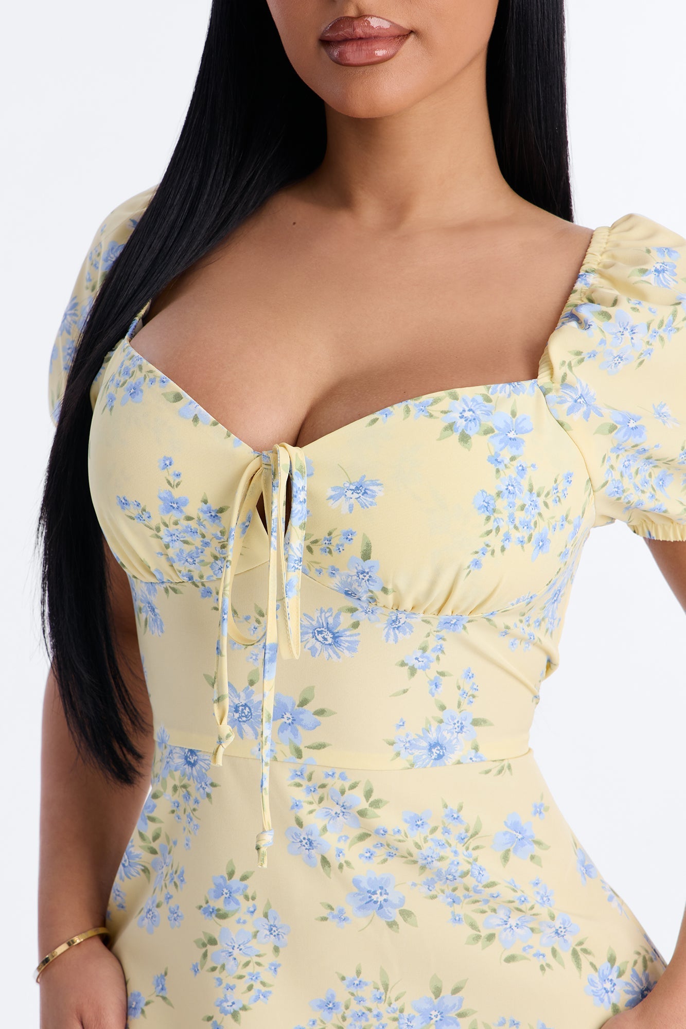 Monroe Floral Mini Dress - Butter Yellow NEWFASHIONEDGE