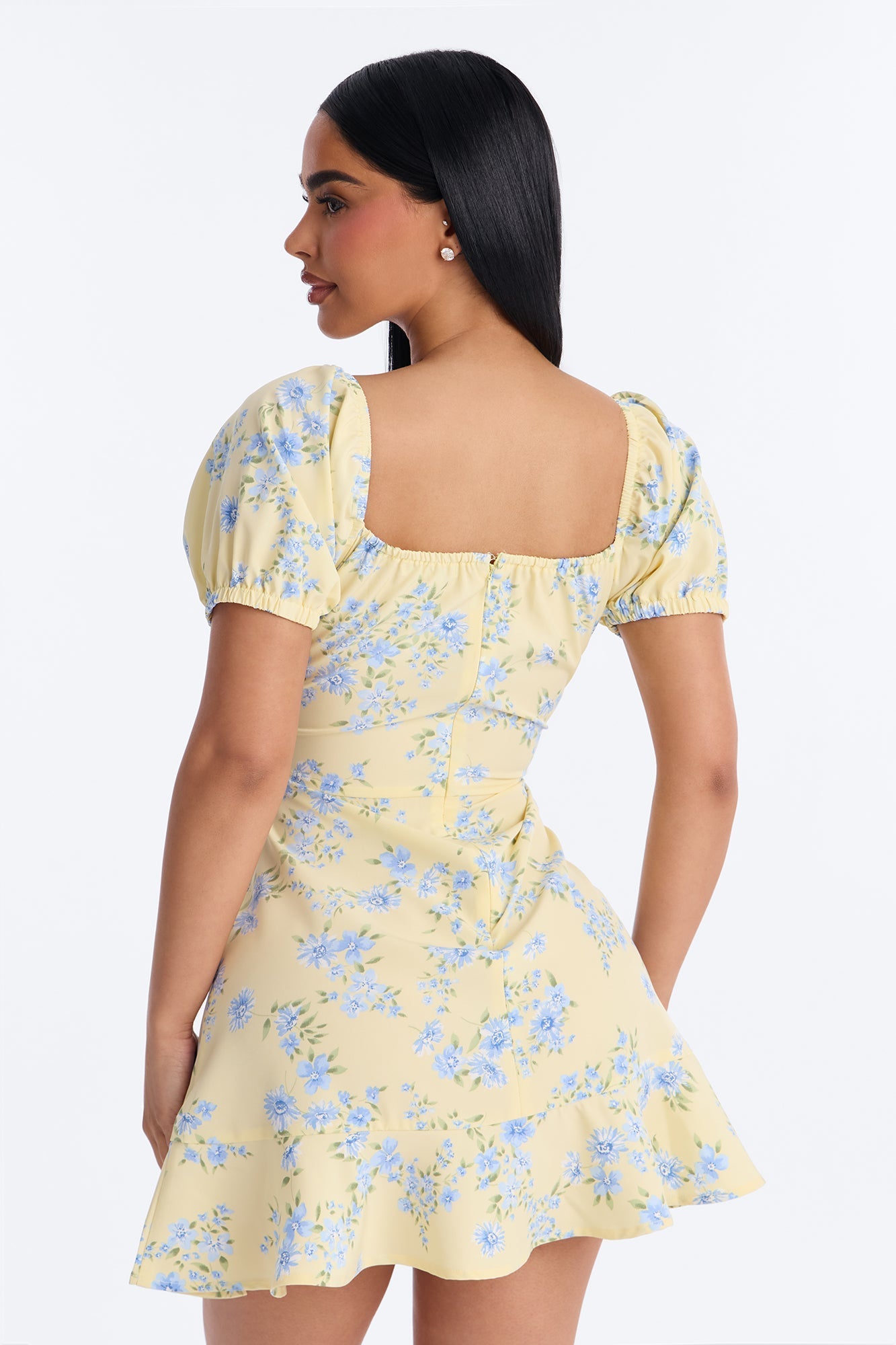 Monroe Floral Mini Dress - Butter Yellow NEWFASHIONEDGE