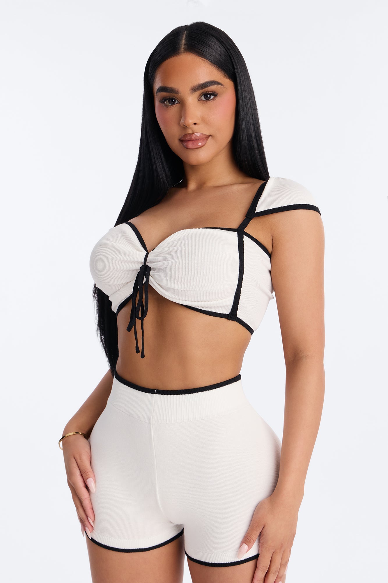 Dariana Sweater Micro Short Set - White Fashion Nova