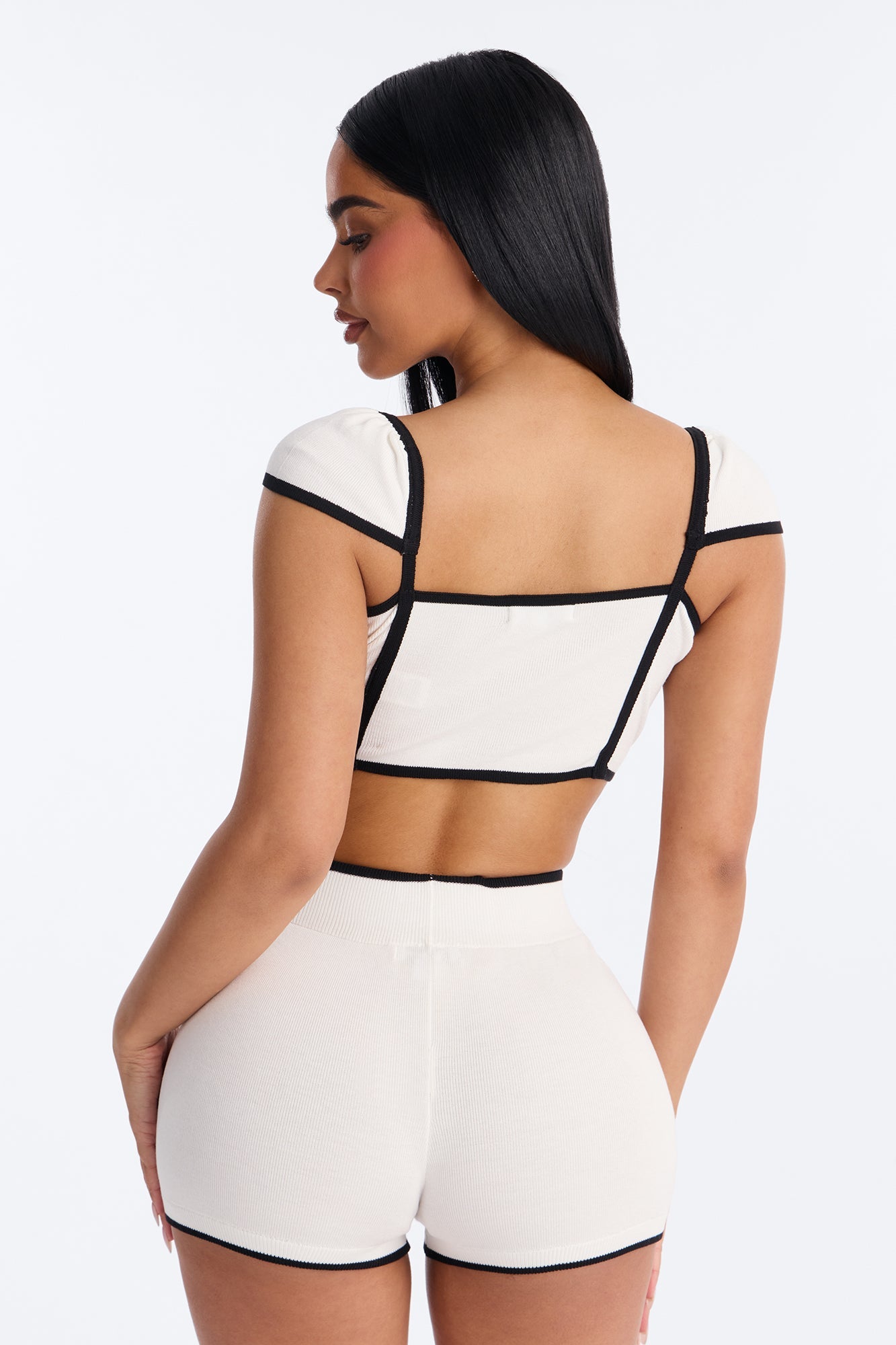 Dariana Sweater Micro Short Set - White Fashion Nova