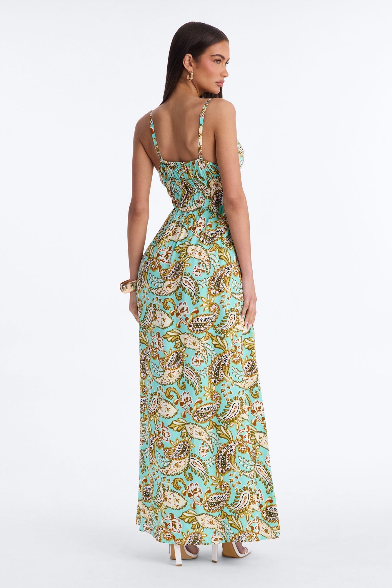 Posie Printed Flowy Maxi Dress - Aqua/Combo NEWFASHIONEDGE