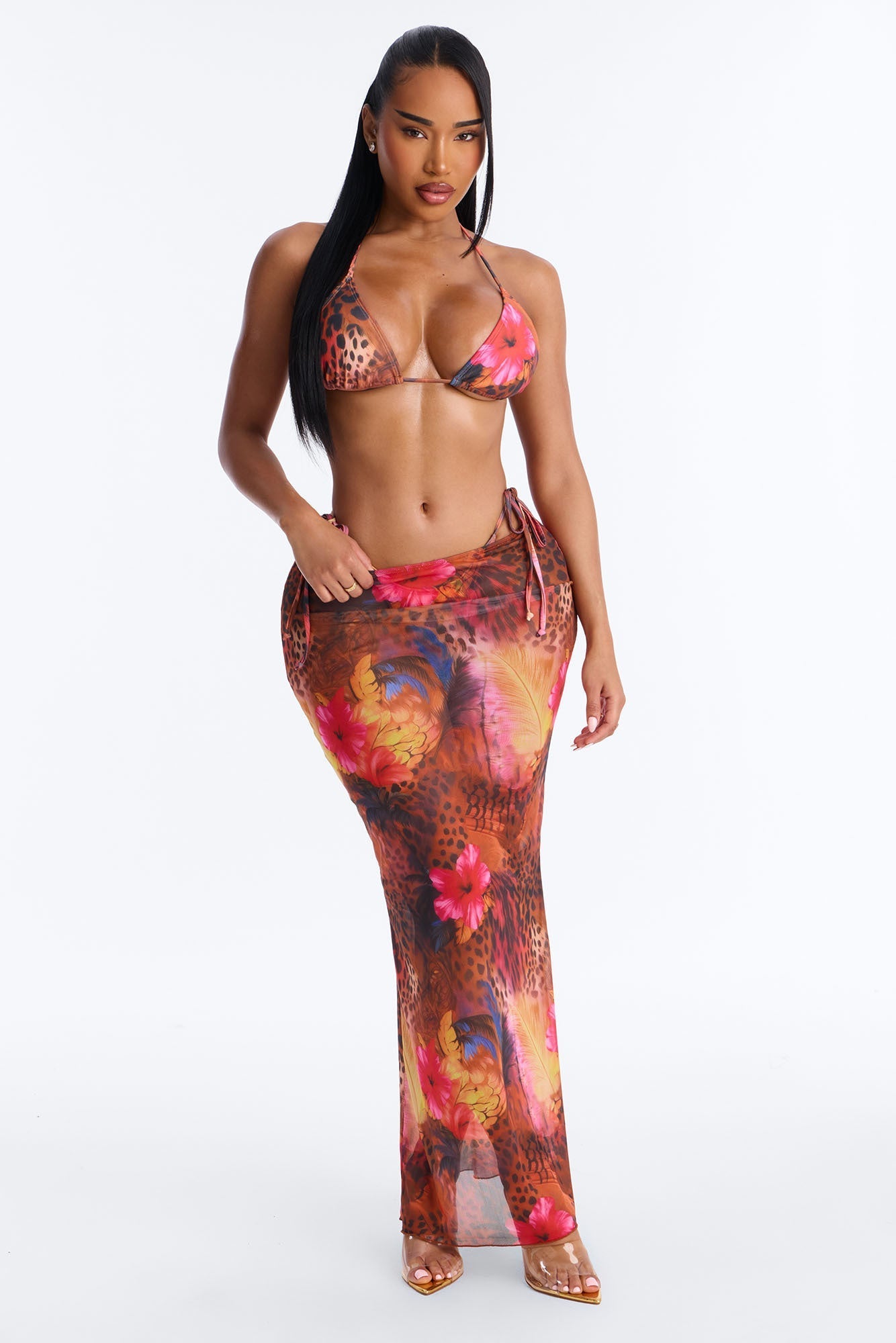 Got It Right Bikini And Sarong - Multi Color NEWFASHIONEDGE