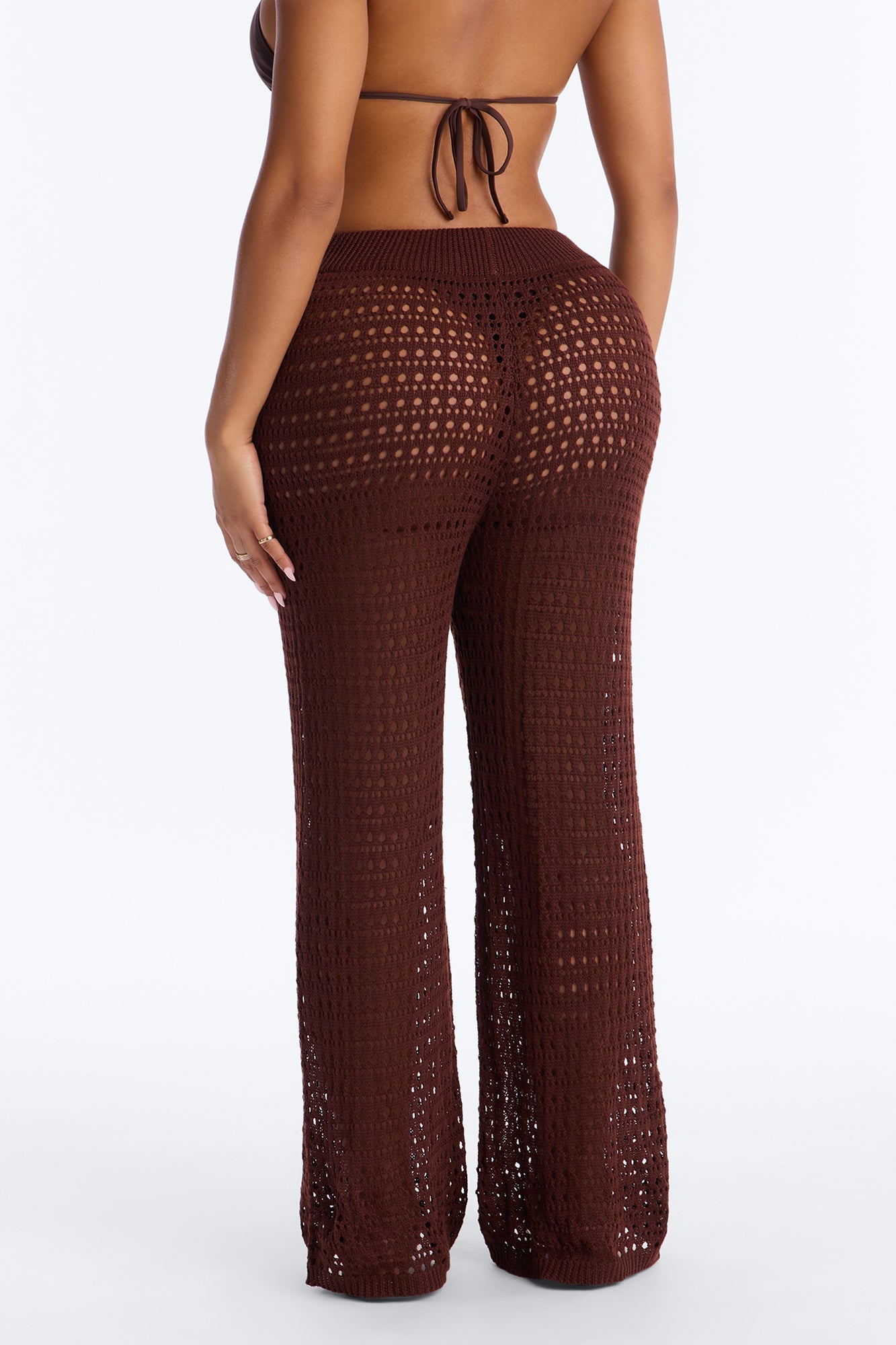 Temptress Textured Knit Swim Cover Up Pant - Chocolate