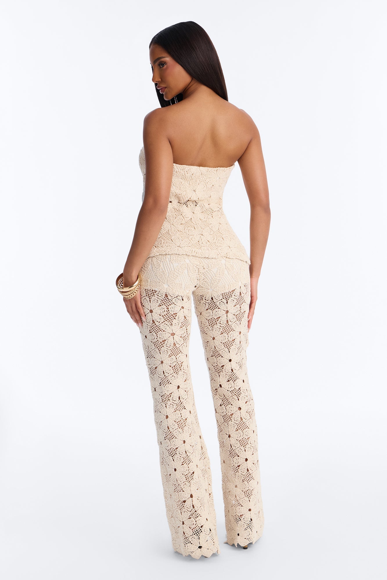 Serena Crotchet Pant Set - Natural NEWFASHIONEDGE