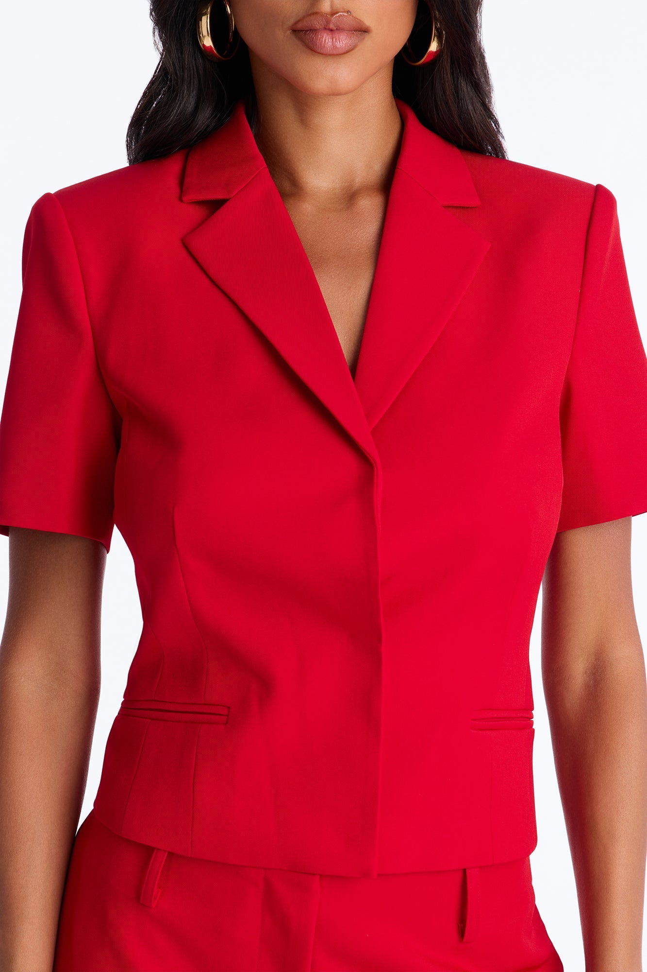 Your New Obsession Fitted Short Sleeve Blazer - Red