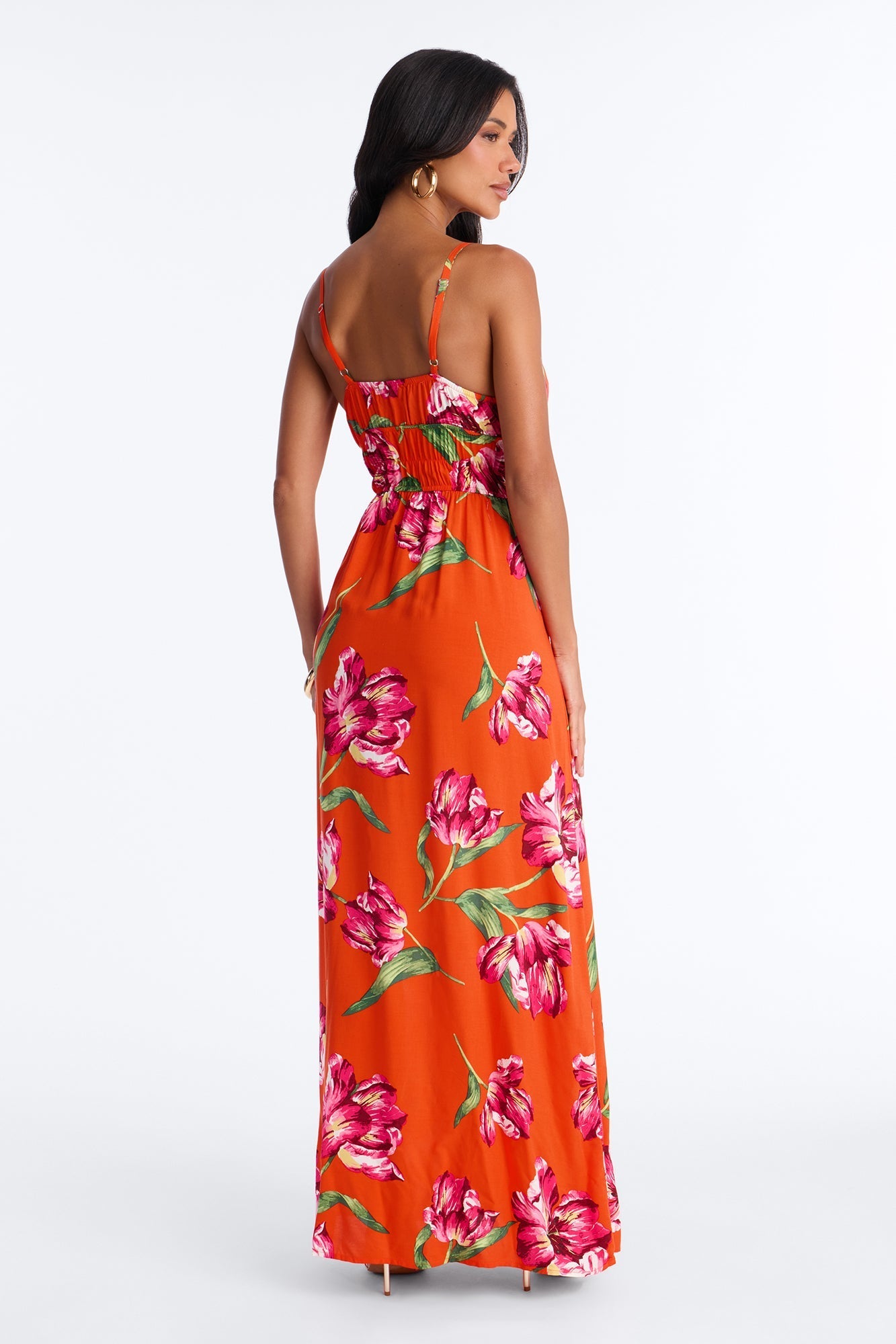 Posie Printed Flowy Maxi Dress - Red/combo NEWFASHIONEDGE