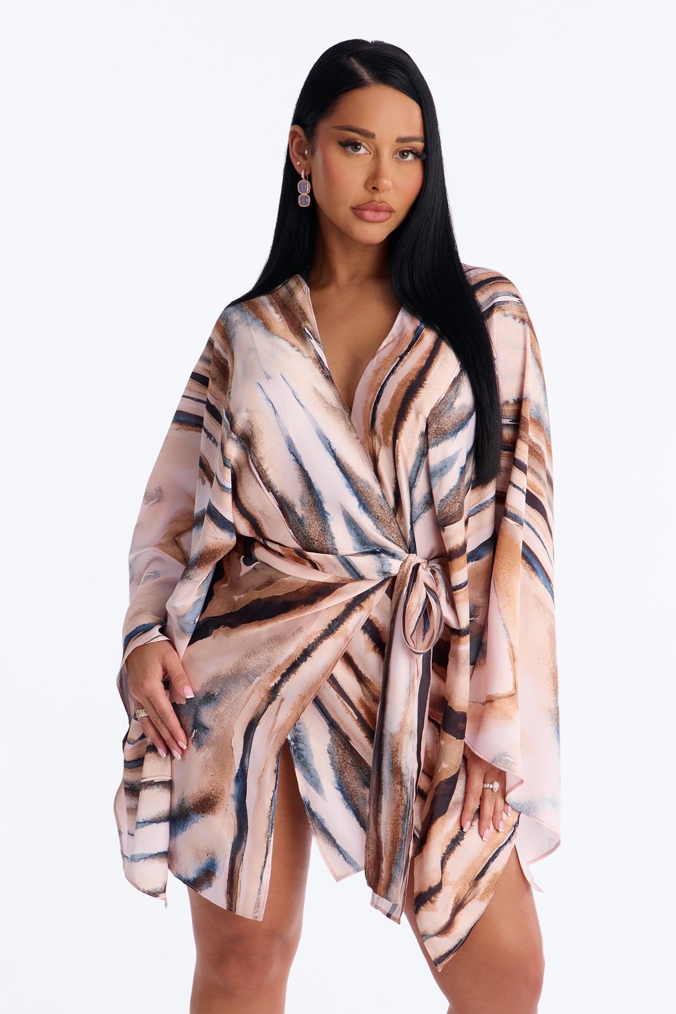 Samira Wrap Satin Mini Dress - Mauve/combo NEWFASHIONEDGE